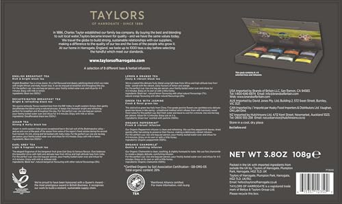 Taylors of Harrogate Assorted Specialty Teas Sampler, Variety Pack Gift Box, Individually Wrapped Bags, 48 Count (Pack of 1), Premium Black, Green & Herbal Teas, Mixed Caffeinated & Caffeine-Free Selection, 48 Teabags