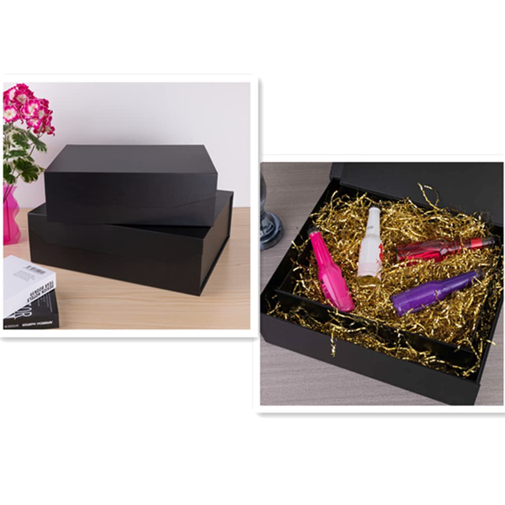 PACKGILO Black Extra Large Gift Box with Lid 1 Pcs 19x16x6 Inches, Gift Box large Black Gift Boxes for Presents Clothes Robe Wedding Dress Sweater,Reusable Foldable Bridesmaid Proposal Box(Matte)