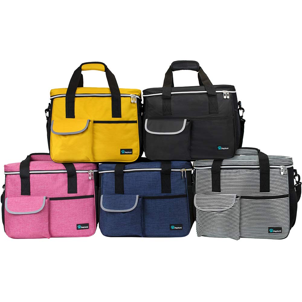 PetAmi Dog Travel Bag, Travel Pet Bag Organizer, Dog Food Travel Bag with Food Container and Bowls, Dog Travel Supplies Gift Accessories for Weekend Camping, Dog Cat Diaper Bag (Navy, Medium)