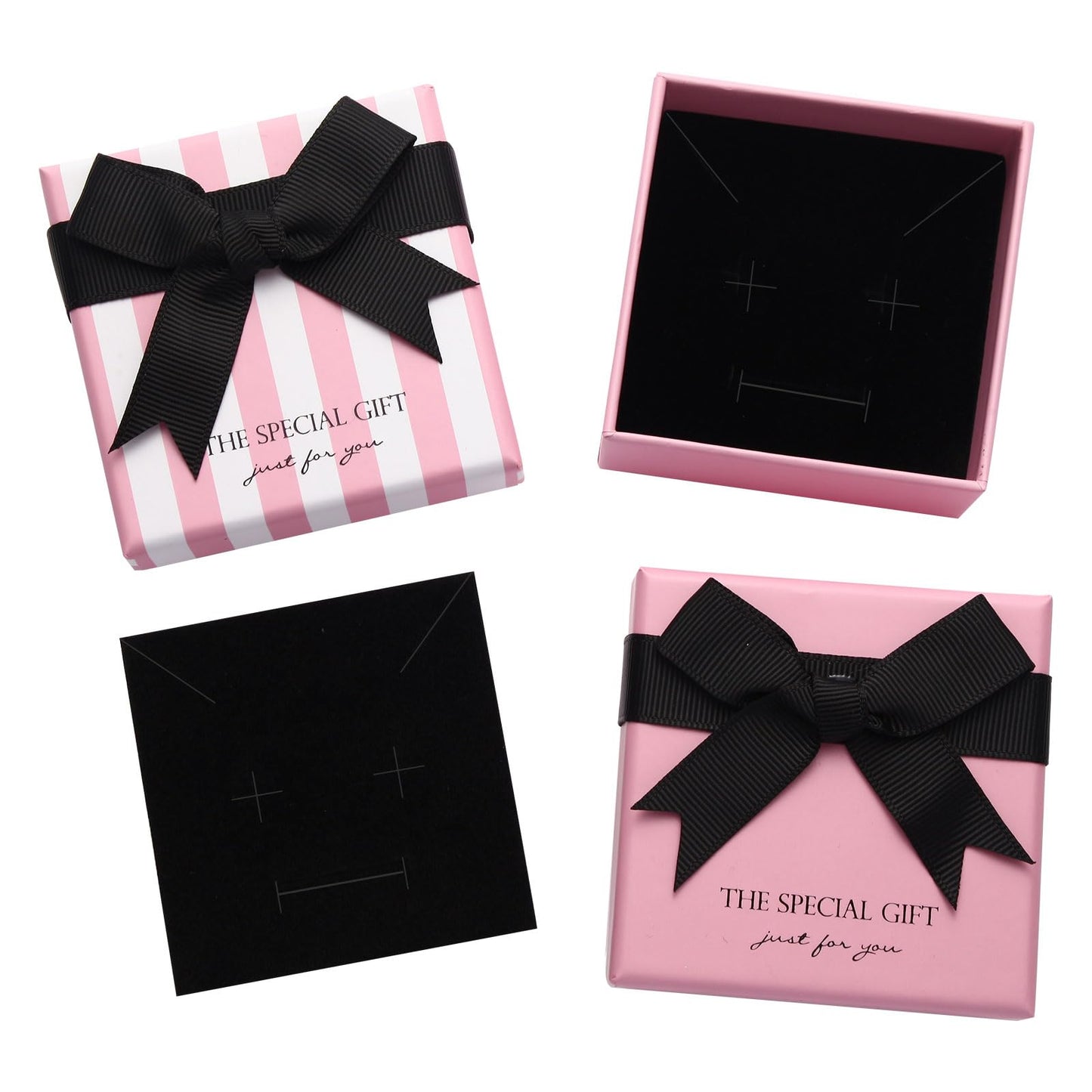14pcs Small pink Cardboard Gift Jewelry Boxes for Necklace, Earring, Ring, Pendant, Bracelet, Anklet, Jewelry Holder,Bulk Gift Box jewelry display (pink with white stripes)