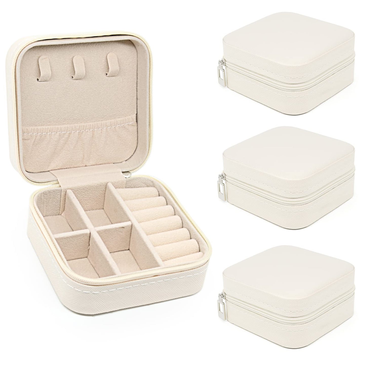 KEINE MARKE Small Jewelry Box, Travel Portable Jewelry Case for Ring, Pendant, Earring, Necklace, Bracelet Organizer Storage Holder Boxes (white*4).