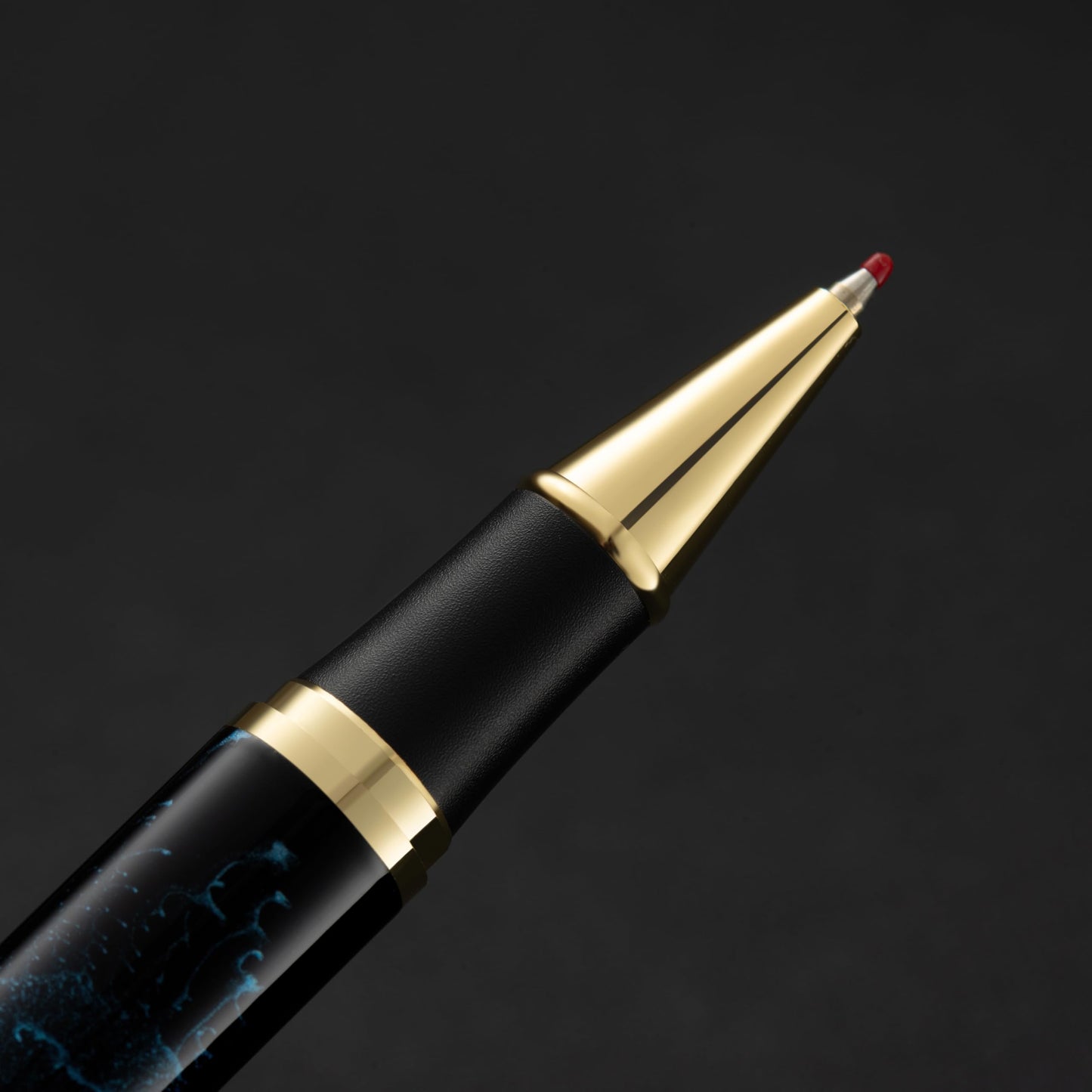 HUASHILAI Luxury Metal Rollerball Pen Set – Stainless Steel Barrel, Cool Fine Point Pen with Gift Box & 2 Extra Refills – Premium Business & Signature Pens for Men & Women (Black with Blue Fireworks)