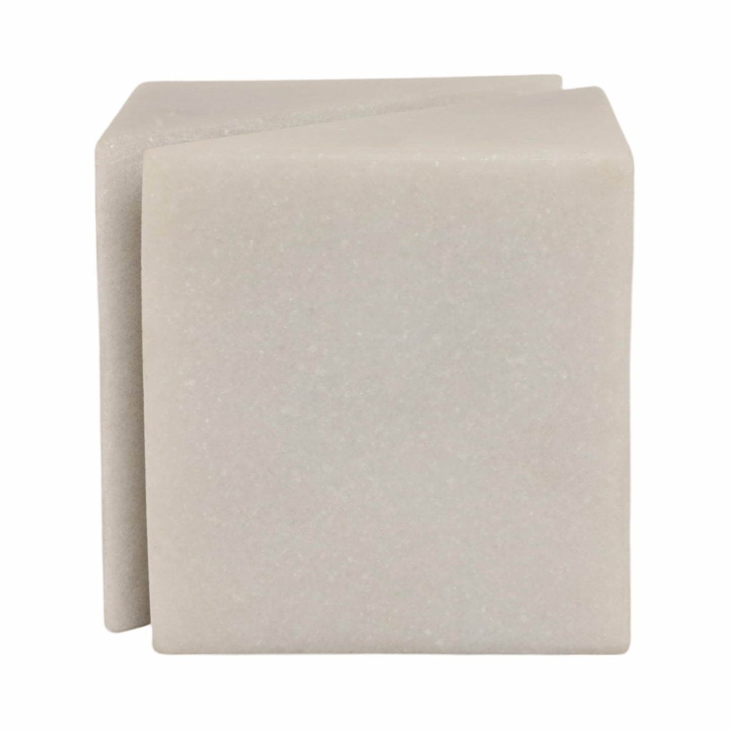 White Marble Sculpture Cube – Accessories for Room Styling and Layering – Shelf, Desk, or Console Placement – Modern Geometric Design Accent for Contemporary Spaces, Home Decor – 4", White Finish