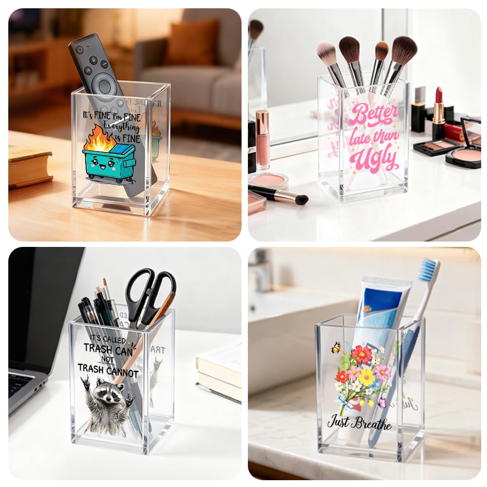 Gkodw Little Reminders Pen Holder Cosmetic Organizer, Fun Self Love Pen Pencil Holders for Desk, Appreciation Little Reminders Desk Accessories, Home Office Gifts Organizer for Daughter Son Therapist