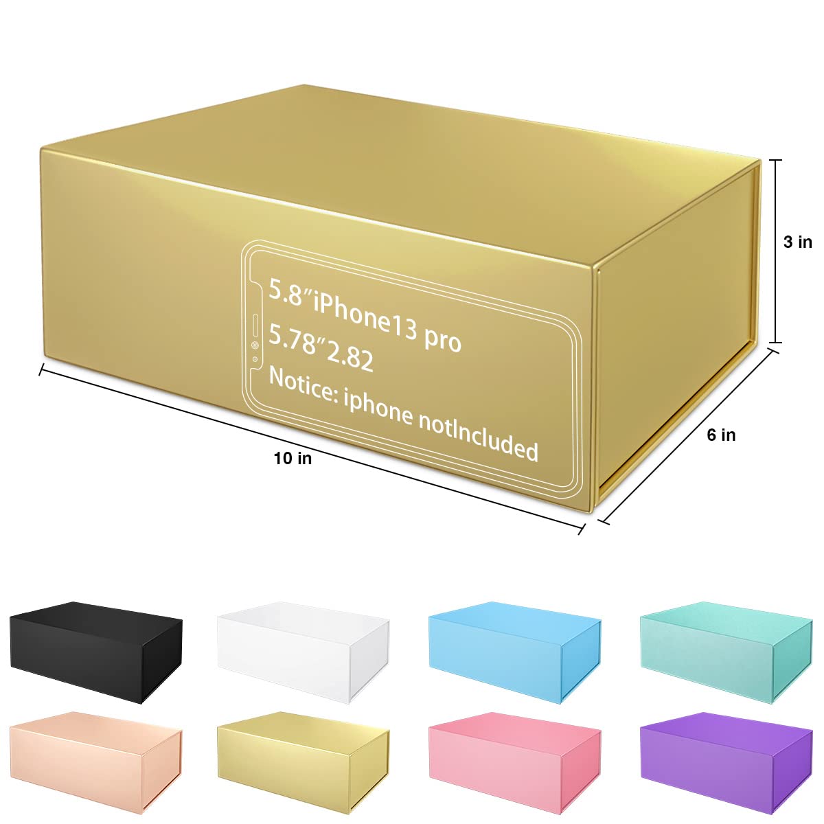 Gold Gift Box 10" x 6" x 3" with Magnetic Closure Lid Gifts Boxe for Presents,Bridesmaid Gifts Boxes,Cute Box,Birthday Gift Boxe,Luxury for Gifts Packaging, Magnetic Gift Boxes for Wrapping Gifts (Gold)