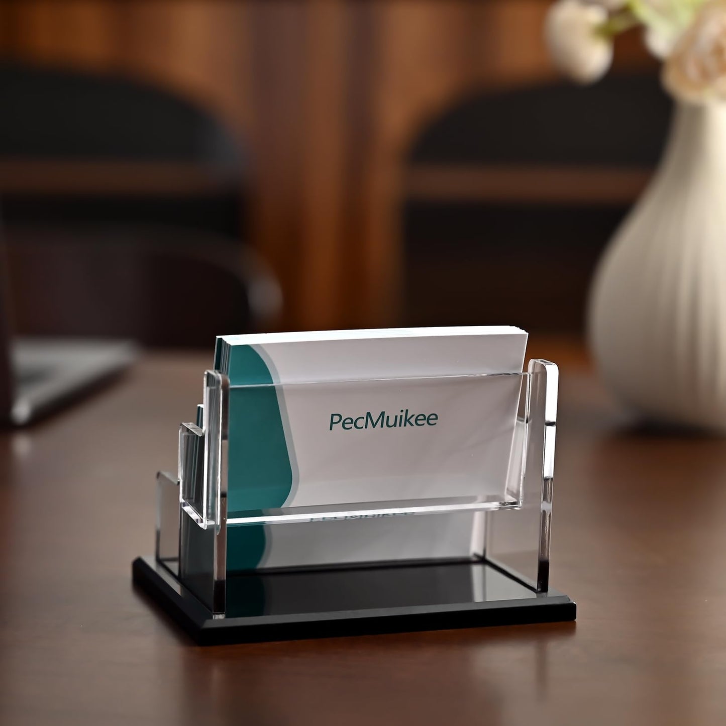 PecMuikee Business Card Holder for Desk,Acrylic Business Card Display Stand,Multiple Business Card Holders for Office, Exhibition, Home, Restaurant 2 Slot 1pcs Tier