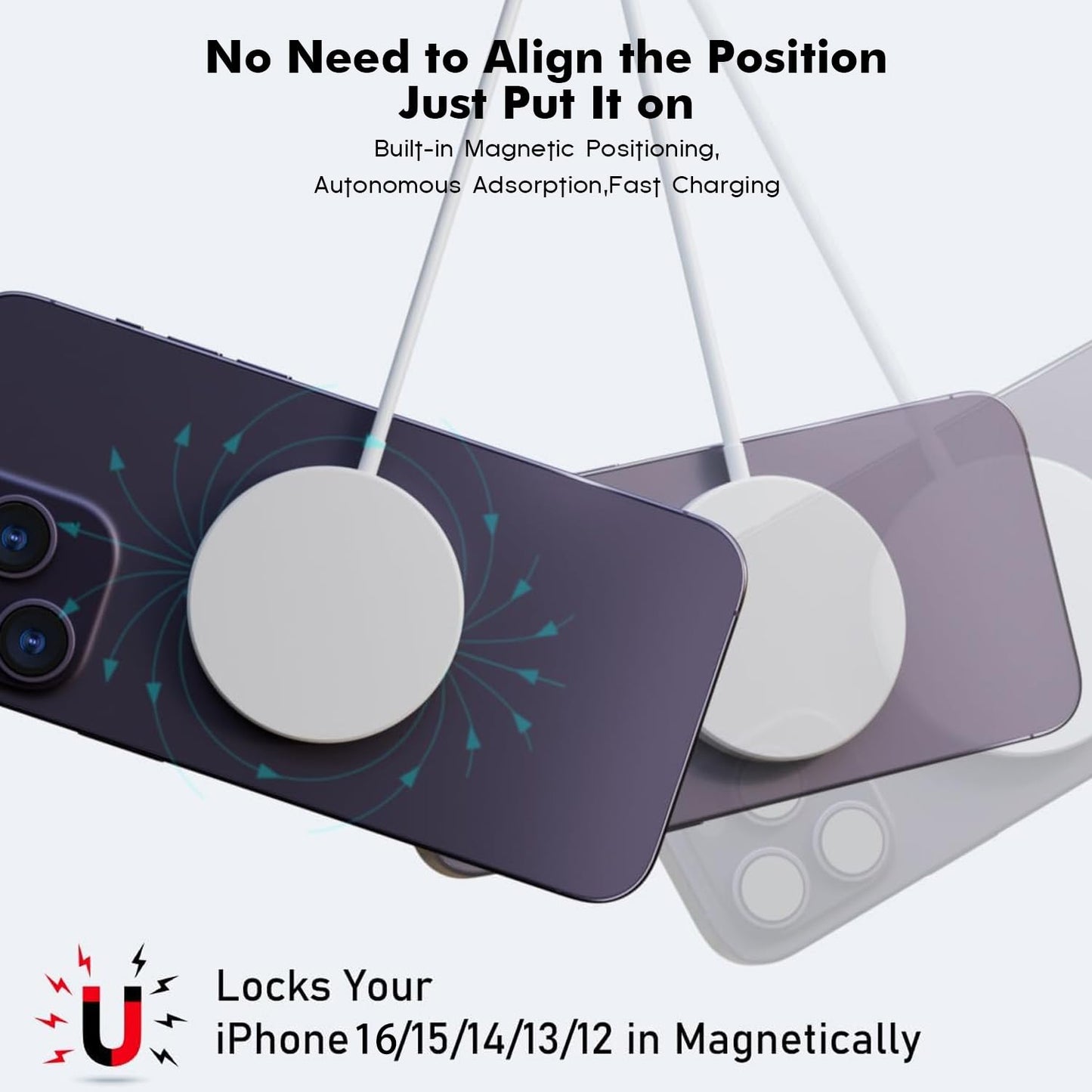 Magnetic Wireless Charger Fast Apple Mag-Safe Charger for iPhone 16 Pro Max/16 Pro/iPhone 15Pro Max/15 Plus/14/13/12/AirPods 3/2/Pro/Pro 2 Magnet Charging Pad Mag Safe Chargerwith Dual Charging Ports