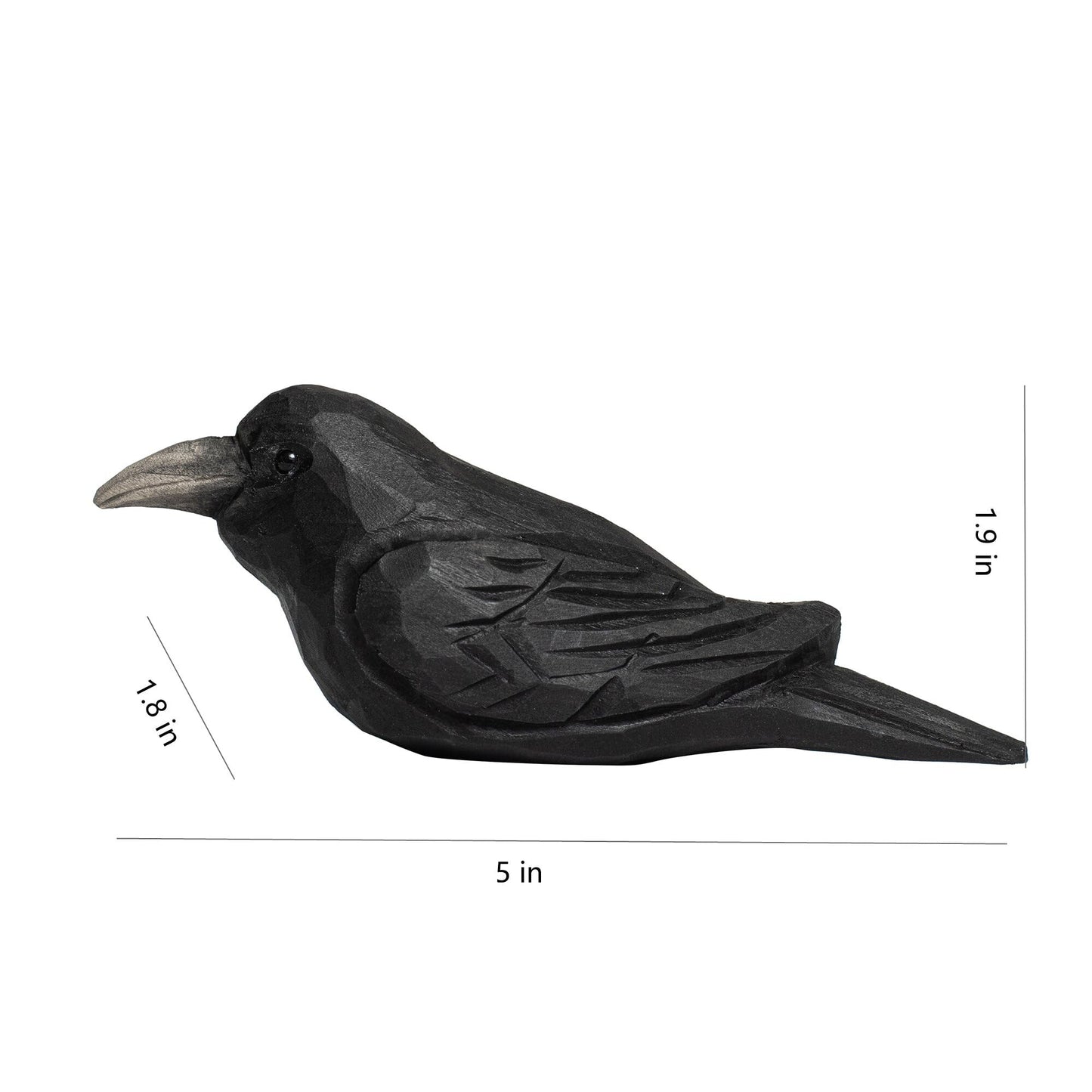 MegeFul Small Wooden Crow Figurine β Cute Hand-Carved Raven Collectible, Small Rustic Bird Decor for Desk & Shelf, Animal Ornament with Gift Box