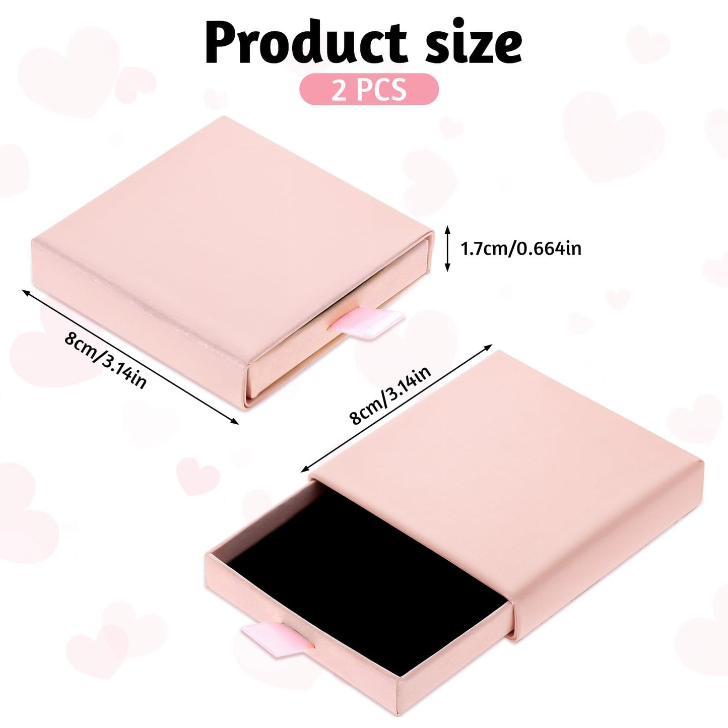 Piriuuo 2 Pack Square Jewelry Gift Boxes Cardboard Jewelry Box with Lids Necklace Boxes for Jewelry Gift Small Gift Boxes Pendant Storage Case for Bracelets Necklaces Earrings Ring Jewelry Gift(Pink)