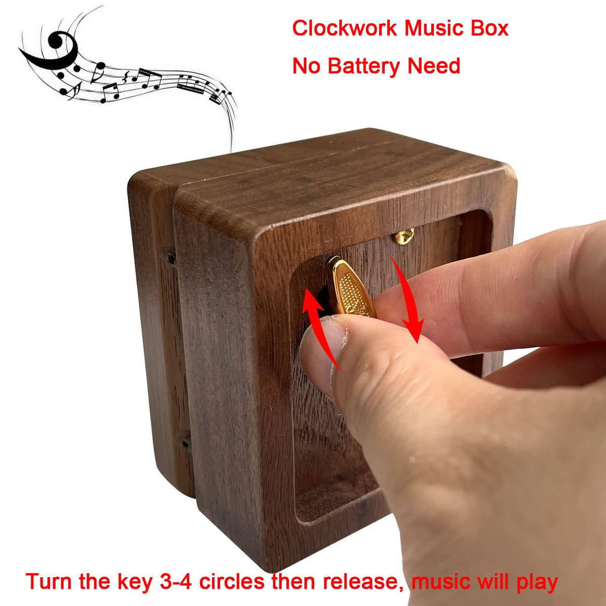 Pursuestar Luxury Walnut Wood Music Box -Edelweiss, Vintage Wooden Carved Mechanism Wind Up Musical Box with Mirror for Valentine's Day Mother's Day Birthday Christmas