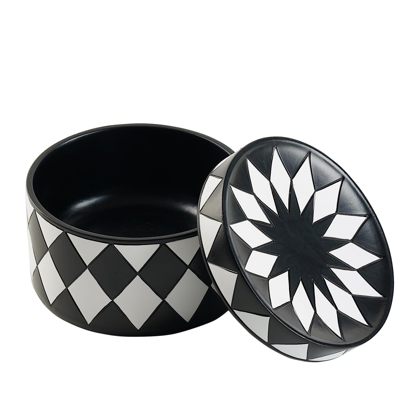 Cmrweio Decorative Storage Box with Lid, Black and white checkerboard Jewelry Box, Modern Round Decorative Box for Dresser, Coffee Table, Entryway Ideal for Jewelry, Trinkets And Small Accessories