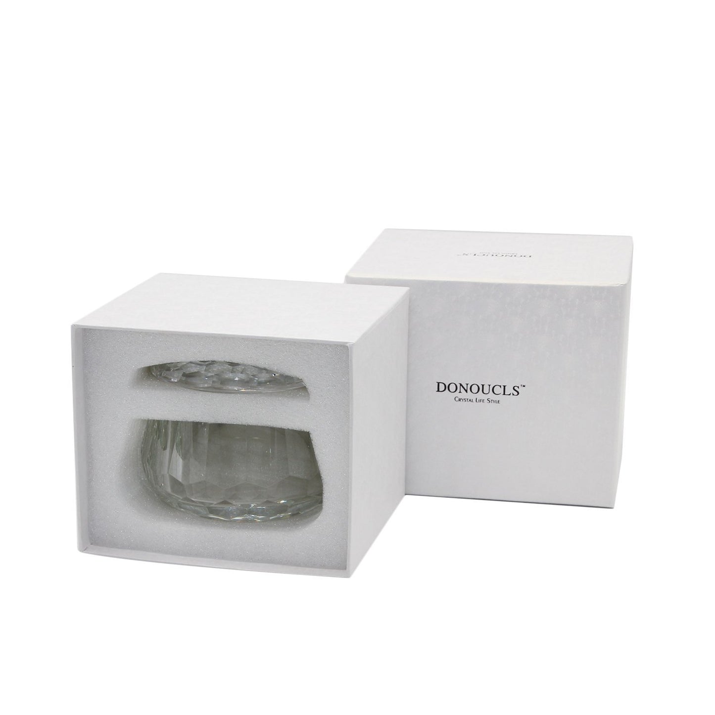 DONOUCLS Crystal Candy Dish, Nut Bowl with Lid 3" x 4.7" Decorative Crystal Bowl&Jar for Home Wedding Table