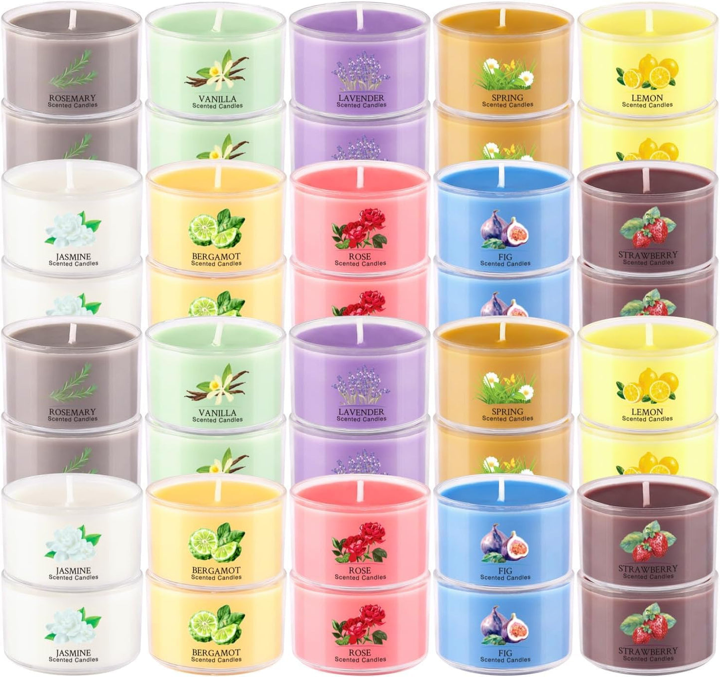 AYIQIW 40 Pack Scented Candle Set, 10 Fragrances, 35g Natural Soy Wax Candles with Smokeless Cotton Wicks, Ideal for Home Decor, Yoga, Meditation, Spa & Gifting.Mother's Day