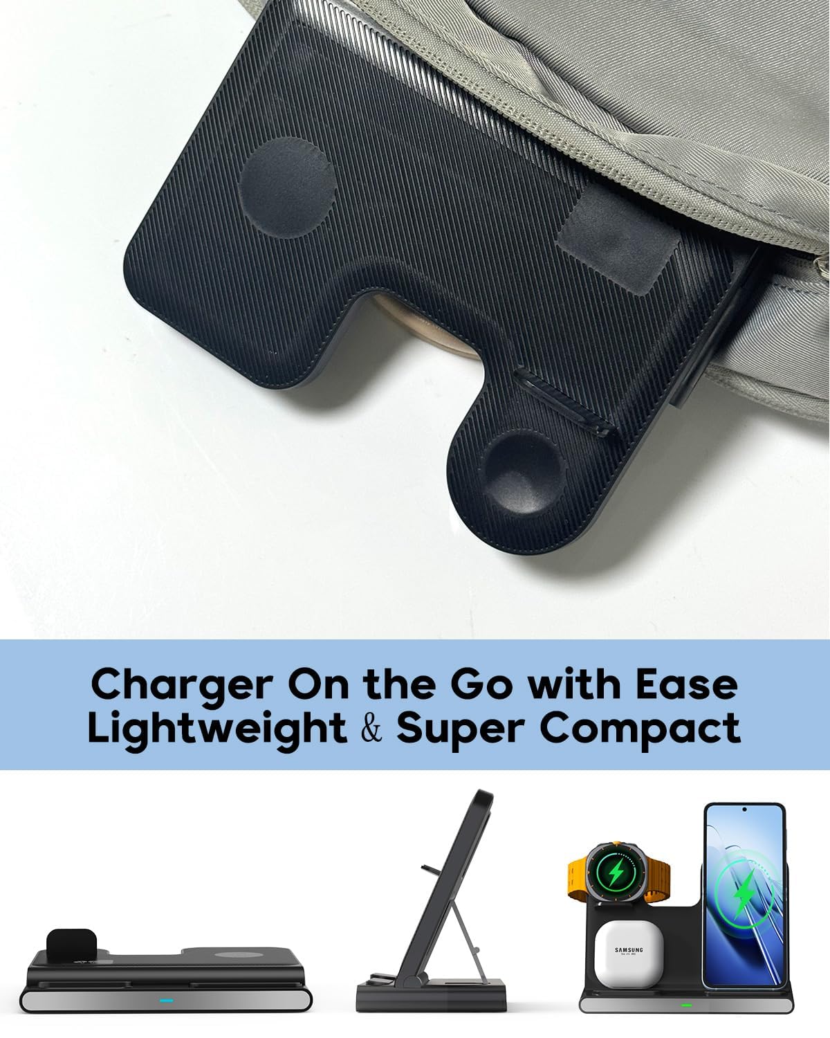 Wireless Charger for Samsung, 3 in 1 Samsung Wireless Charging Station with 20W PD Charger Adapter & 6FT Cable for Galaxy S26/S25/S24/S23 Ultra,Z Fold/Flip,Galaxy Watch 8/7/6/5/5Pro/Buds 3/2/Pro/Live