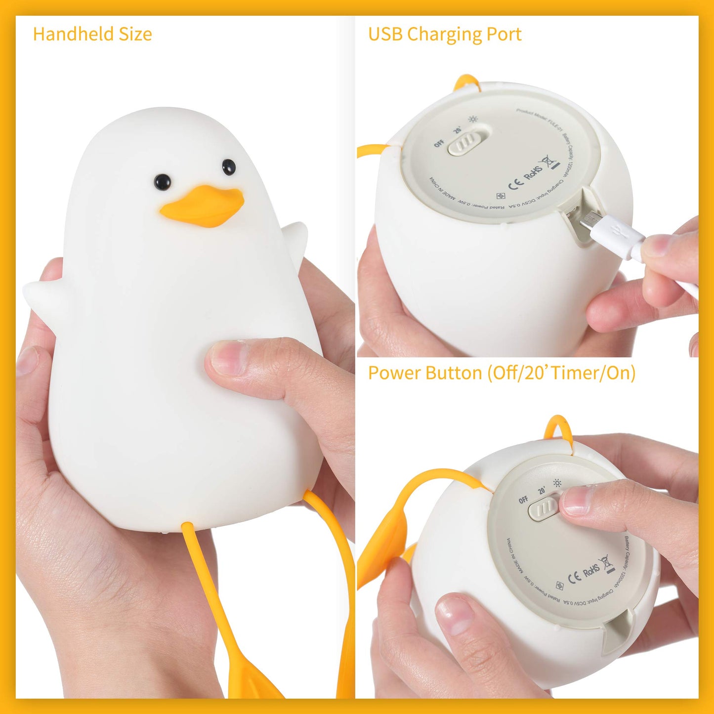 YuanDian Cute Duck Night Light, Gifts for Women Teen Girls Baby,Night Lights for Kids Bedroom Kawaii Room Decor, Cute Christmas Seagull Silicone Nightlights for Children Toddler.