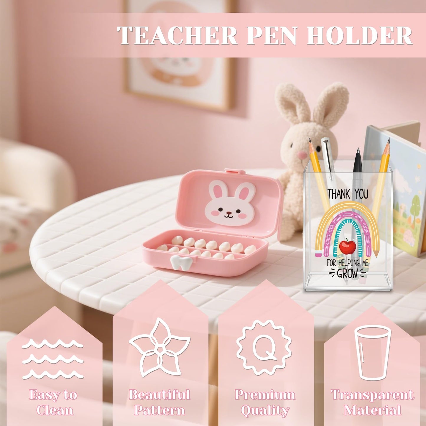 MYKILOS Teacher Gifts for Women, Teacher Birthday Gifts, Teachers Appreciation Gift for Birthday, Appreciation Week, Thanksgiving, Christmas, Thank You Gift for Teachers with Pen Holder (Pink)