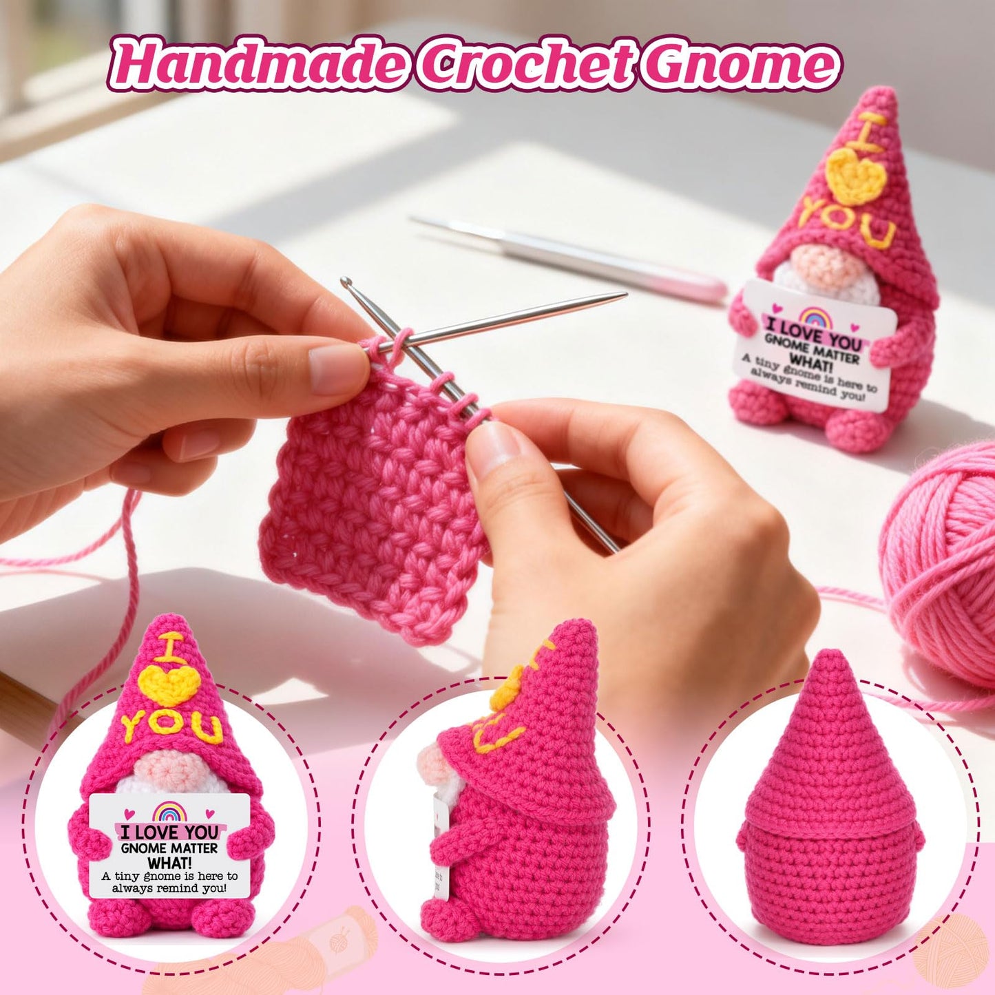 XgiftCreat Gifts for Girlfriend Her Anniversary - Cute Crochet Gnome Gift for Wife Women Boyfriend Husband Him Couple, Mothers Mother's Day Birthday Wedding Romantic Long Distance Sweetest Day Gift