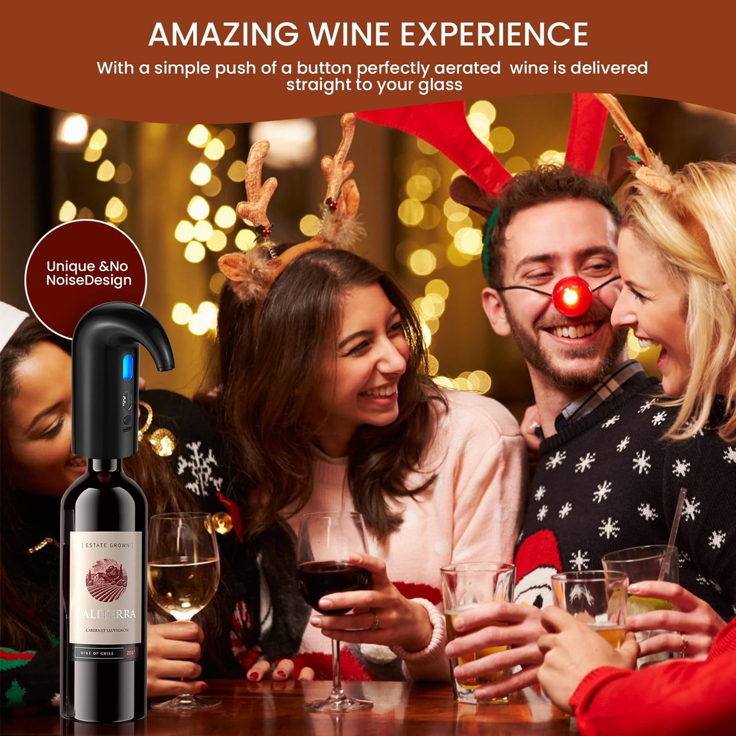 BLUBYEES Electric Wine Aerator, Decanter & Dispenser – USB Rechargeable, Gift for Christmas, Housewarming, Birthday, Wedding, Anniversary, and Retirement, Ideal for Wine Lovers, Men and Women