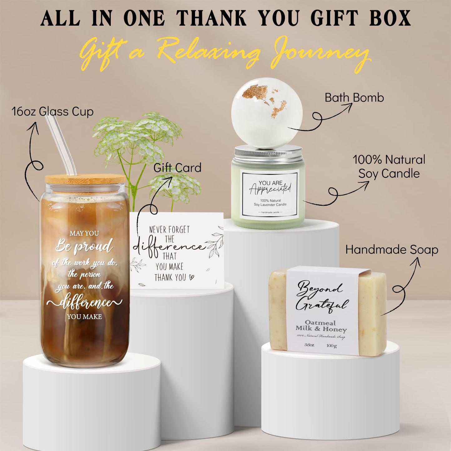 iAOVUEBY Thank You Gifts for Coworkers, Employee Appreciation Gifts Box for Coworkers Teacher Nurse Staff Difference Maker, Thank You Gift Set for Women, Farewell Gifts for Coworkers