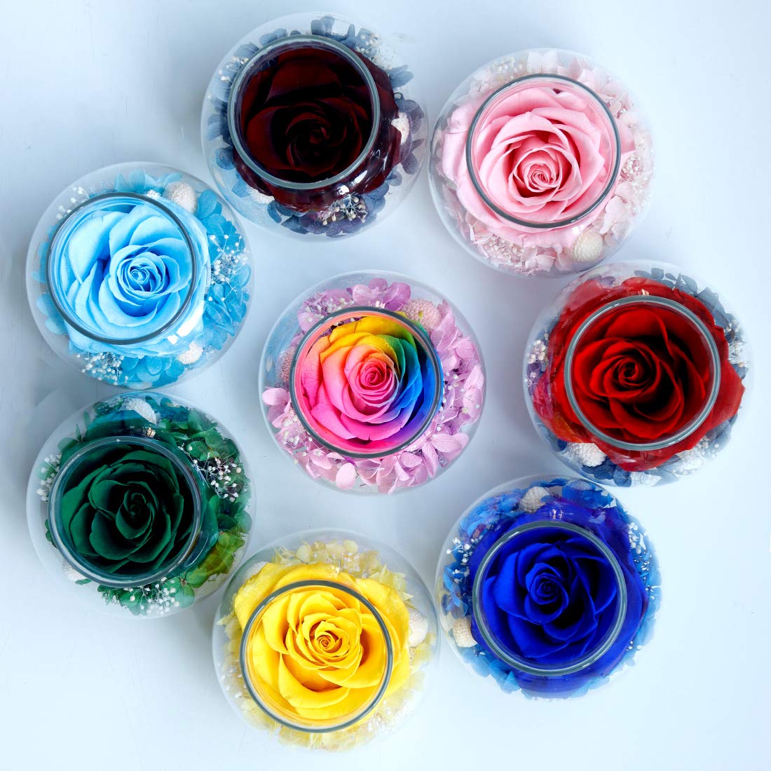 roliys Preserved Real Roses with Colorful Mood Light Wishing Bottle, Eternal Rose,Never Withered Flowers, Table Decor,Christmas Anniversary Valentine's, Red 4.3inch, 1pcs