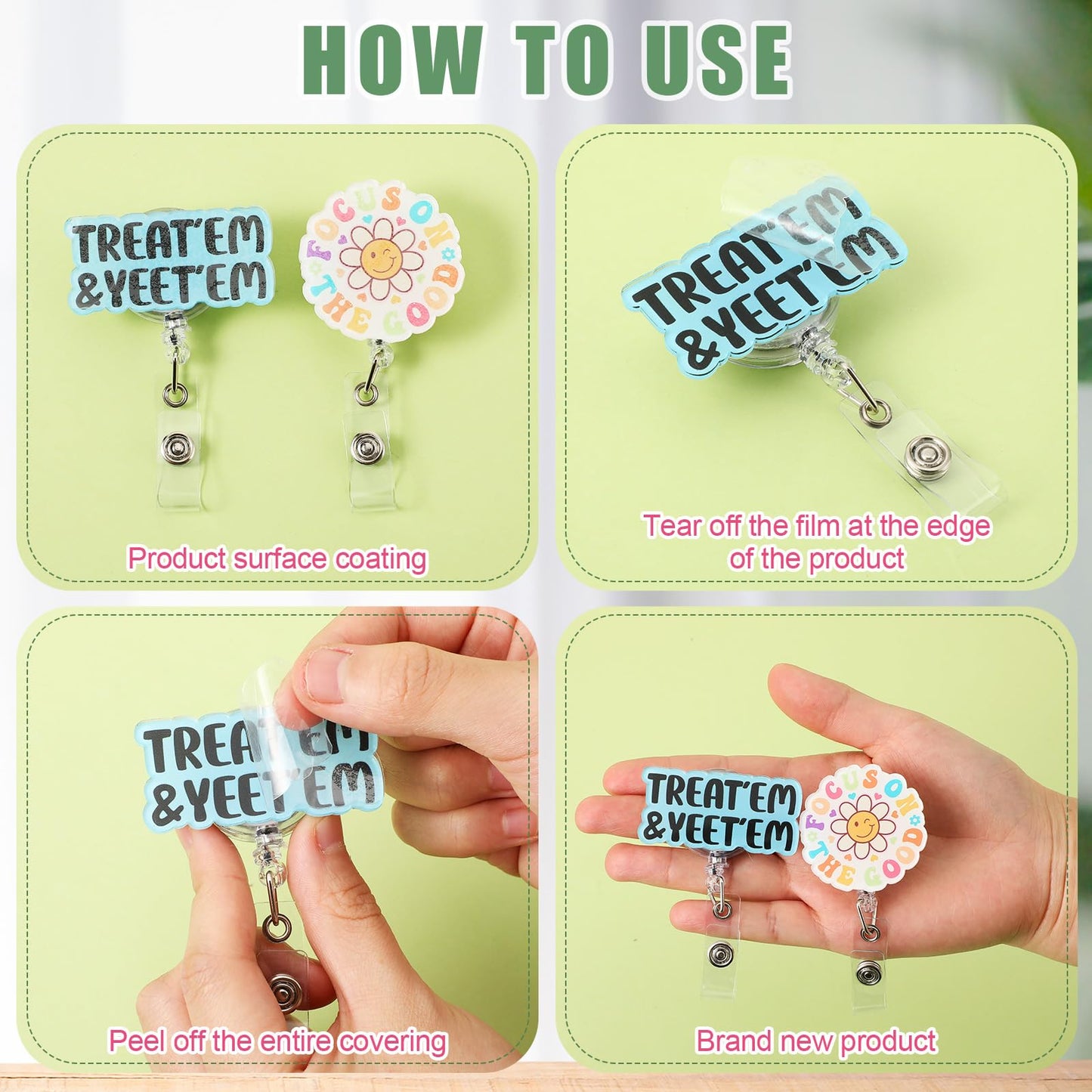 Feifeiya 24 Pcs Funny Badge Reel Nurse Cute Retractable Name ID Clip Badge Holder for Doctor Student Medical Assistant Coworker Work Accessories Bulk Gifts(Funny Style)