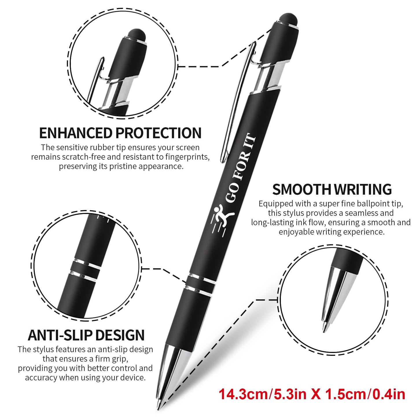 Vebermo 15 Pack Motivational Pen Set - Inspirational Quotes Retractable Ballpoint Pens for Office School Supplies, Encouragement Gifts for Women Men, Black