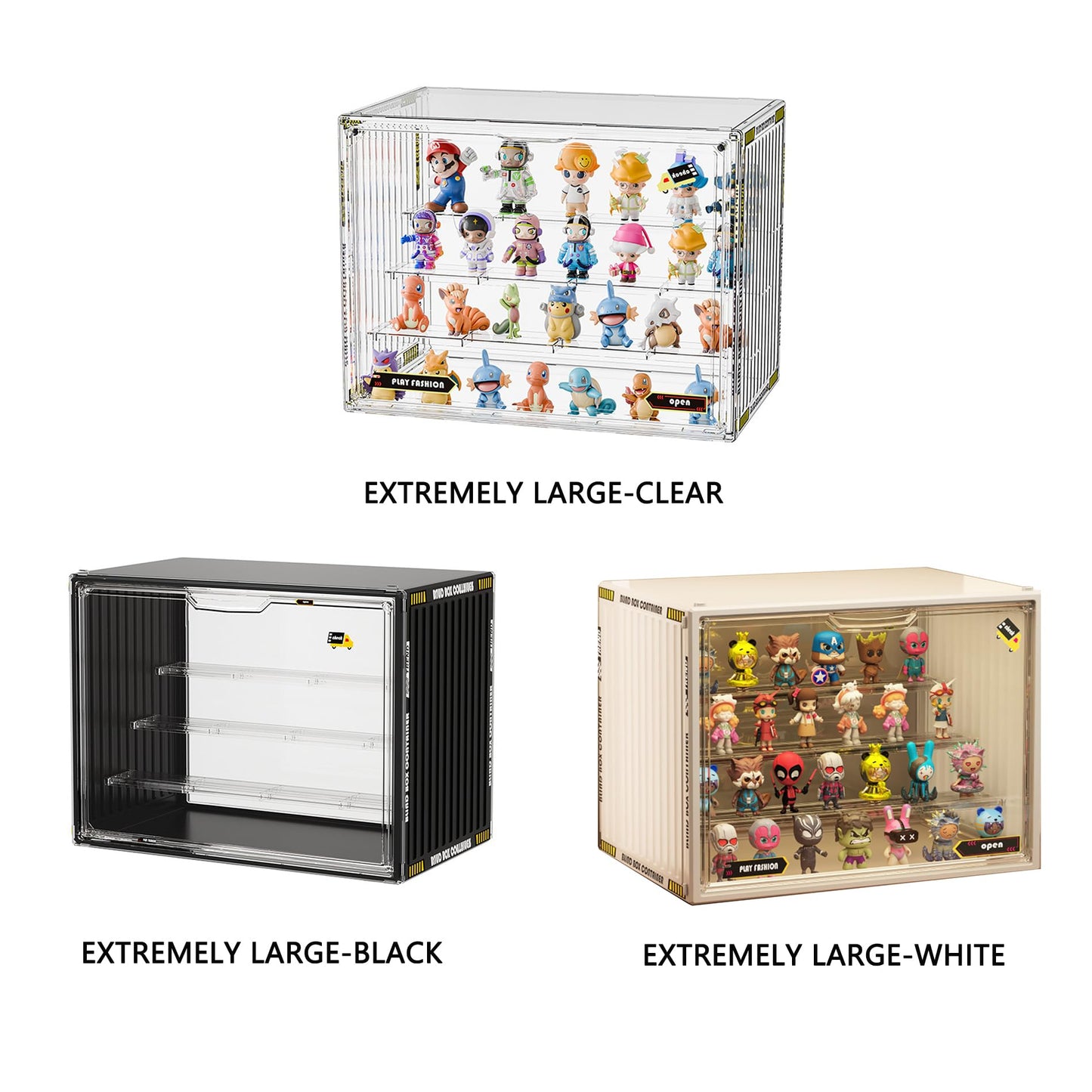 4-Tier Acrylic Display Case for Pop Mart & Blind Box Toys with Double Magnetic Door with Stackable,Dustproof Acrylic and Space-Saving Display Case ,Tool-Free Assembly (White, XL-2Pack-4Tier)