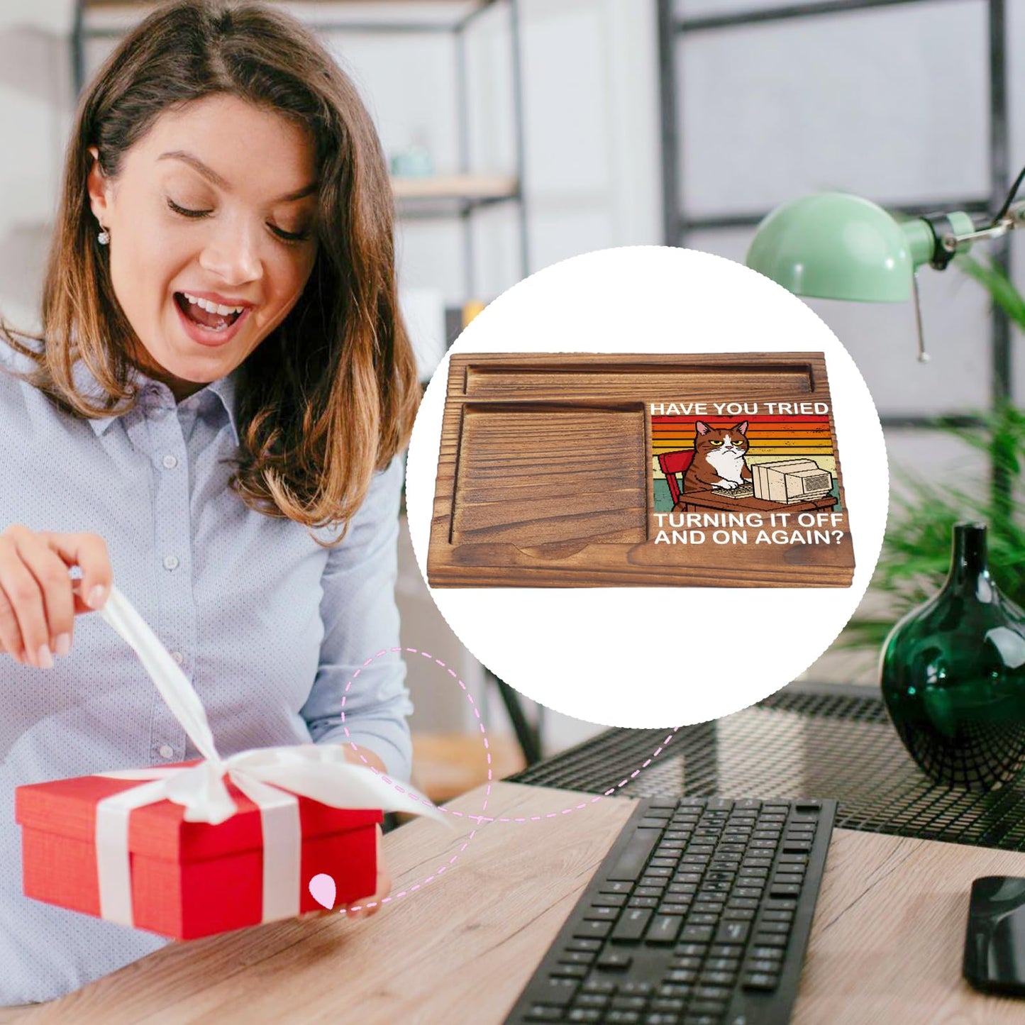 Funny Desk Note Pad Holder for Coworker Appreciation, Thank You Gift for Team Boss, IT Office Desk Reminder EDP266