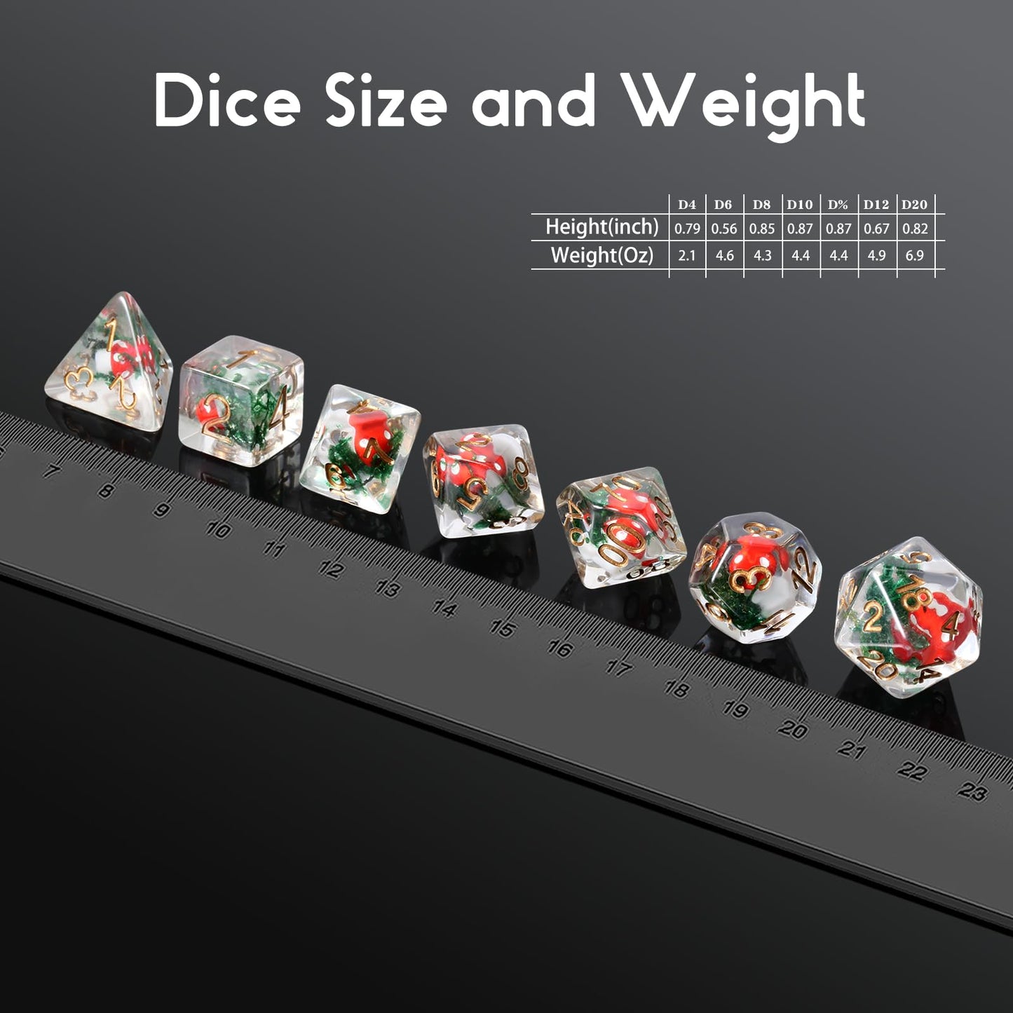 Mushroom Dice Set D&D, DNDND 7PCS Resin D&D Dice Set with Gift Velvet Bag for Dungeons and Dragons Role Playing Games and Tabletop Games(Red Mushroom