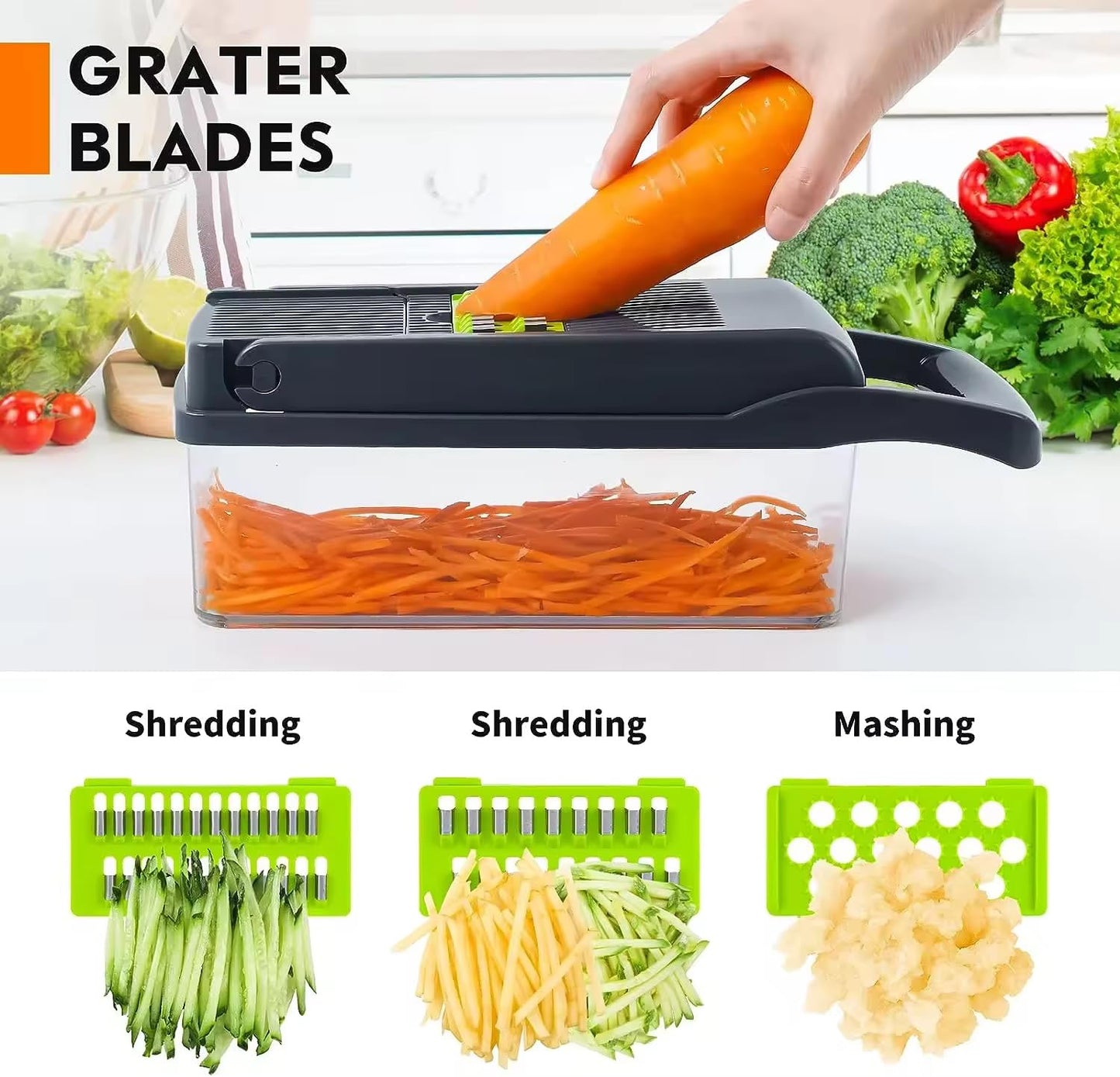 SERTIN 16-in-1 Vegetable Chopper & Slicer - Multifunctional Kitchen Food Cutter for Onion, Salad, Fruit with Adjustable Dicer and Storage Container,Kitchen Gadgets and Essentials.
