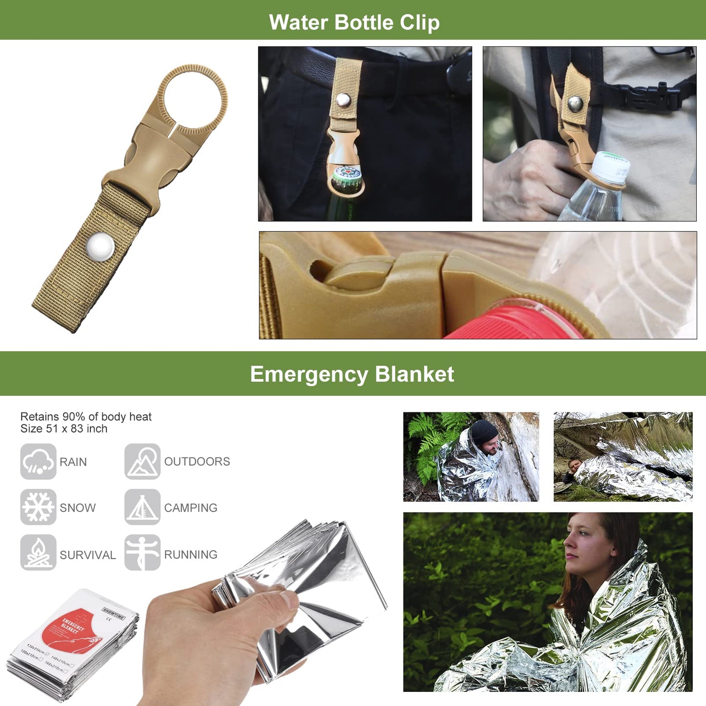Gifts for Men Christmas Emergency Survival Kit, 22 in 1 Professional Survival Gear Equipment Tools First Aid Supplies for SOS Emergency Tactical Hiking Hunting Disaster Camping Adventure
