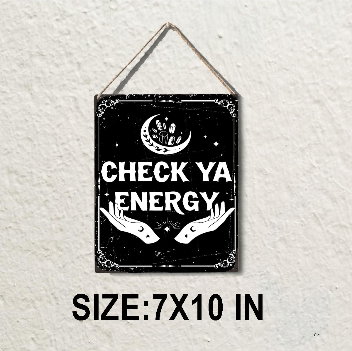 Funny Witchy Gothic Halloween Home Decor Hocus Pocus Decor Witchy Gothic Wall Decor Halloween Goth Witch Gifts for Women Men Friend Check Ya Energy Wall Door Sign