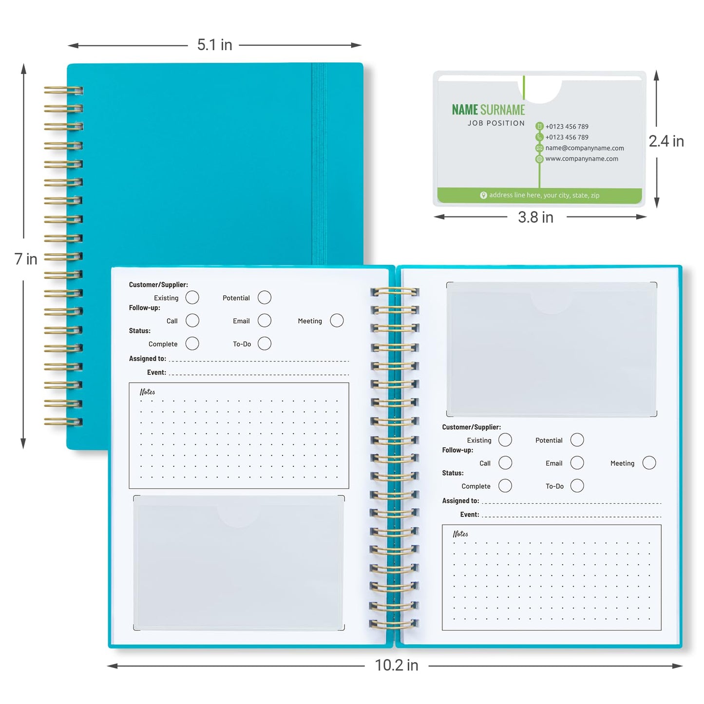 Onesky Business Card Organizer Book & Holder-Credit Card Organizer-Customer Info Tracking and Card Storage-Organizes Business, Credit, Shopping, Reward Cards; Capacity: 64 Cards (Lake green)