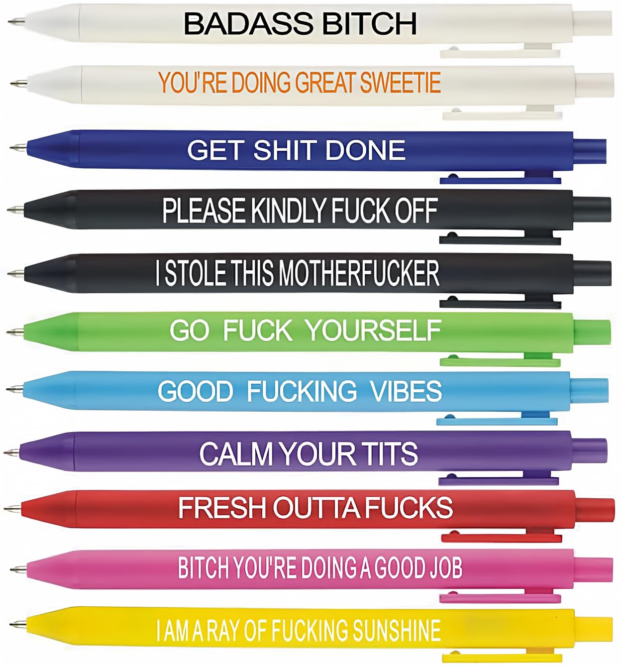 Cityhermit 11Pcs Funny Adult Ballpoint Pen Set, Premium Days of The Week Swear Cuss Word Pens for Office Gifts, Novelty Pens for Corworkers