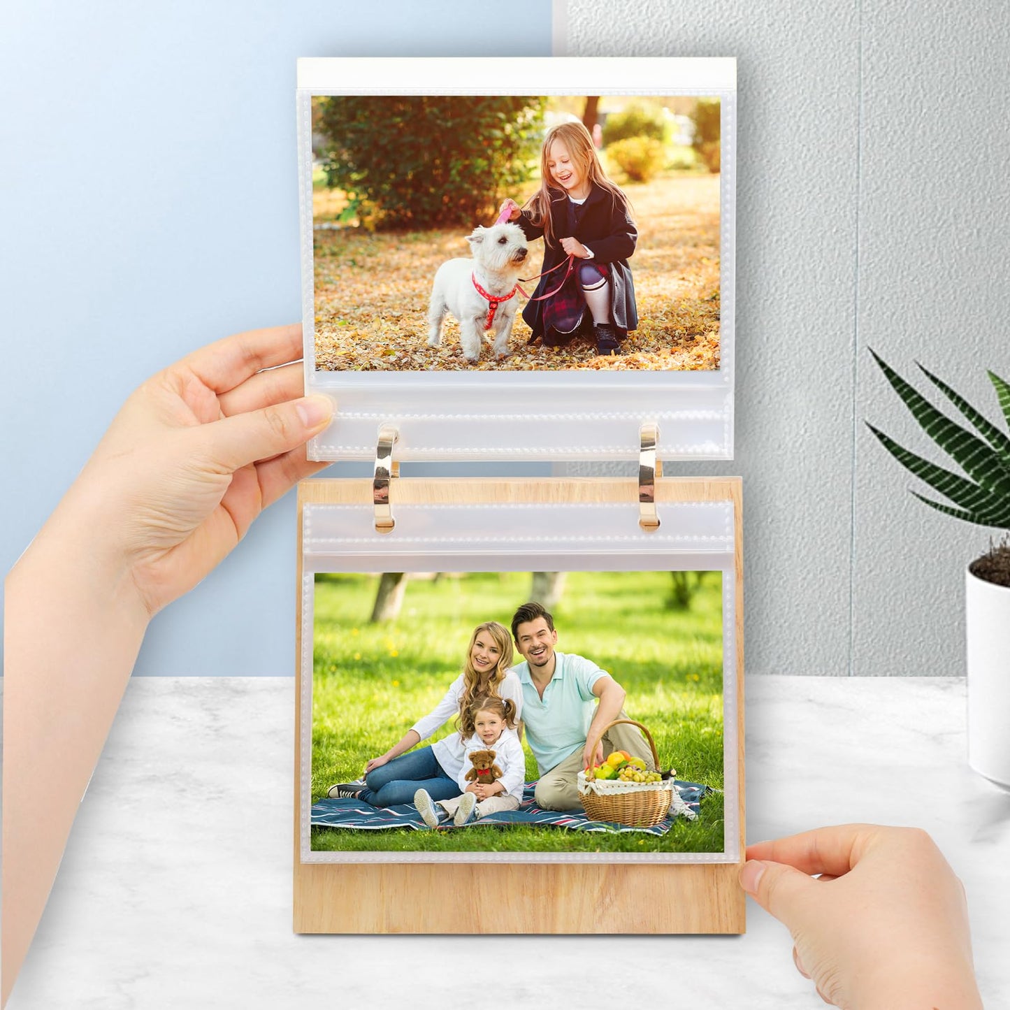 ZEEYUAN 4x6 Picture Frame Desktop Display 4x6 Desk Flip Photo Album on Stand 60 Pockets, Mother's Day Gift for Mom from Daughter Son Desk Photo Book Gifts for Mother Father Grandma