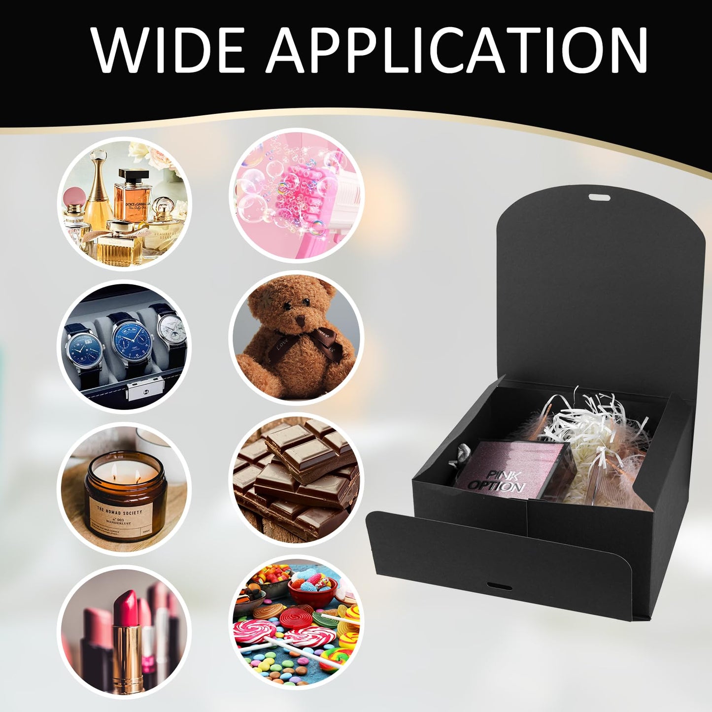 LWYMX 12 PCS Black Gift Boxes with Lids,9.8x7.8x3.9, Bridesmaid Proposal Box with Ribbon, Gift Boxes for Wedding, Christmas, Valentine's Day,Birthday,Baby Shower and the other Parties