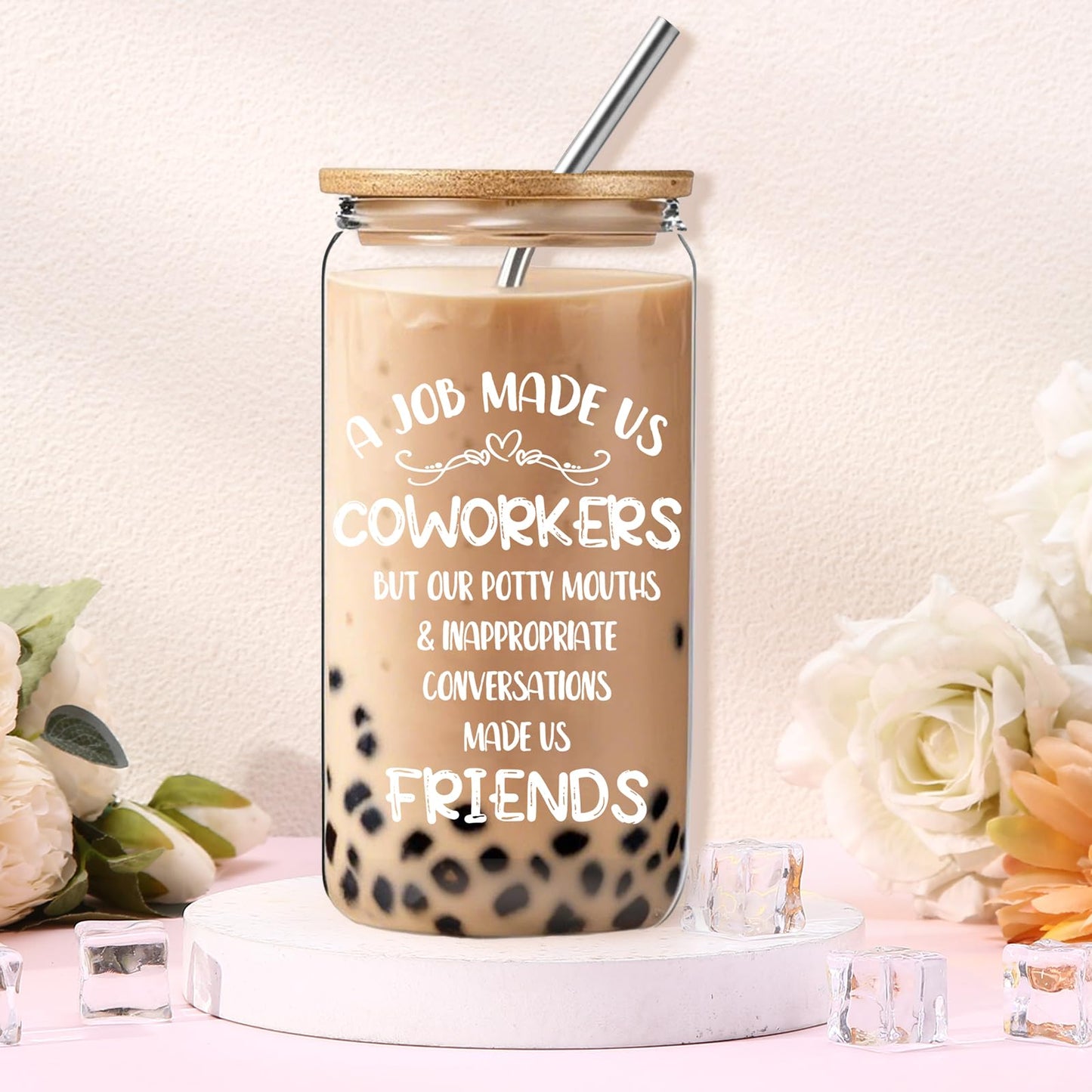 EUJTCO Best Friends friends-b job Gifts for Women, Farewell Friendship Gifts for Friend, Coworker Gift Thank You Gift Set with 16 Oz Glass Cup Socks