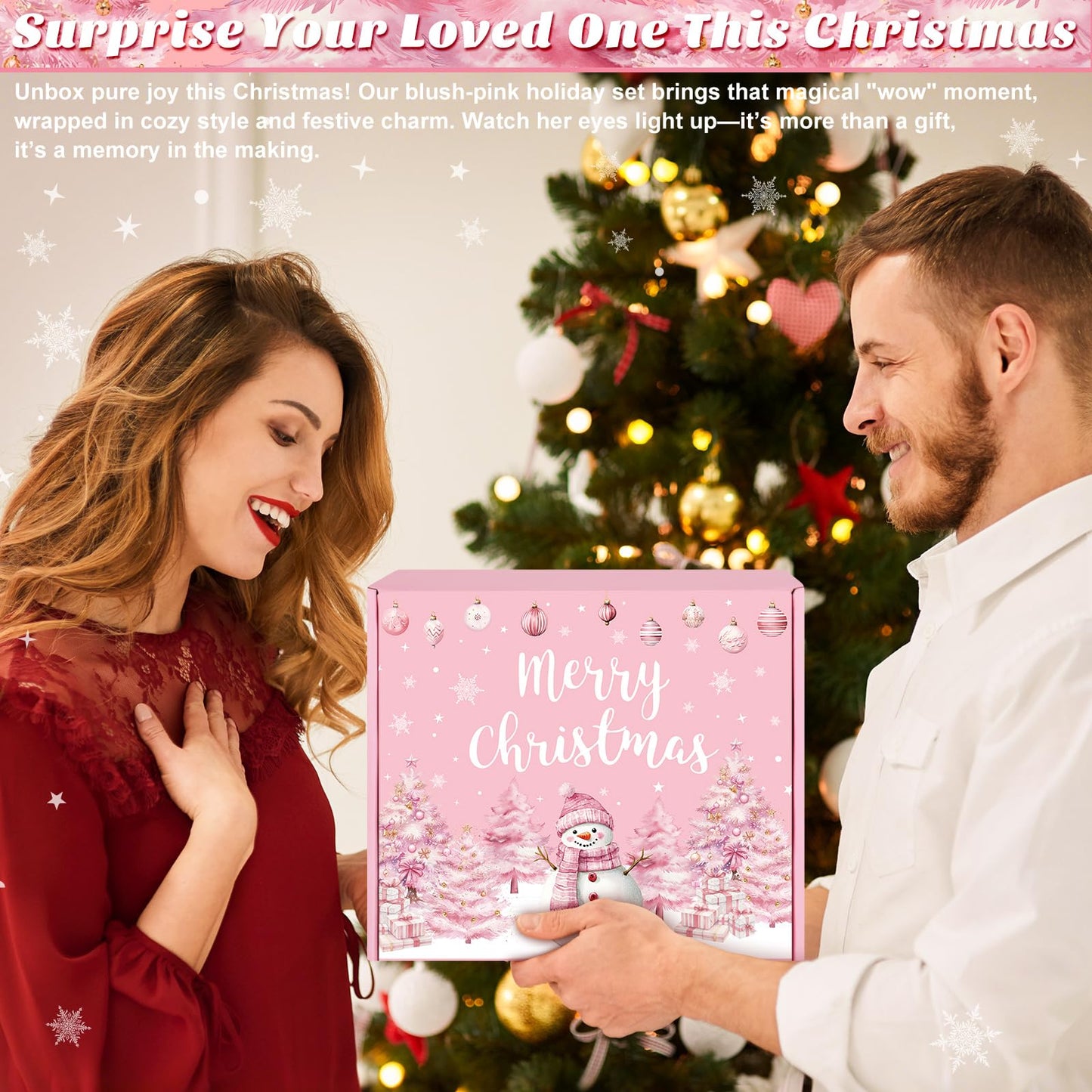 Christmas Gifts for Women Pink, Womens Christmas Gift Set 2025, Xmas Gifts Baskets, Snowman Presents for Women, Coworkers, Teacher, Sister, Mom, Wife, Friend, Secret Santa Gift