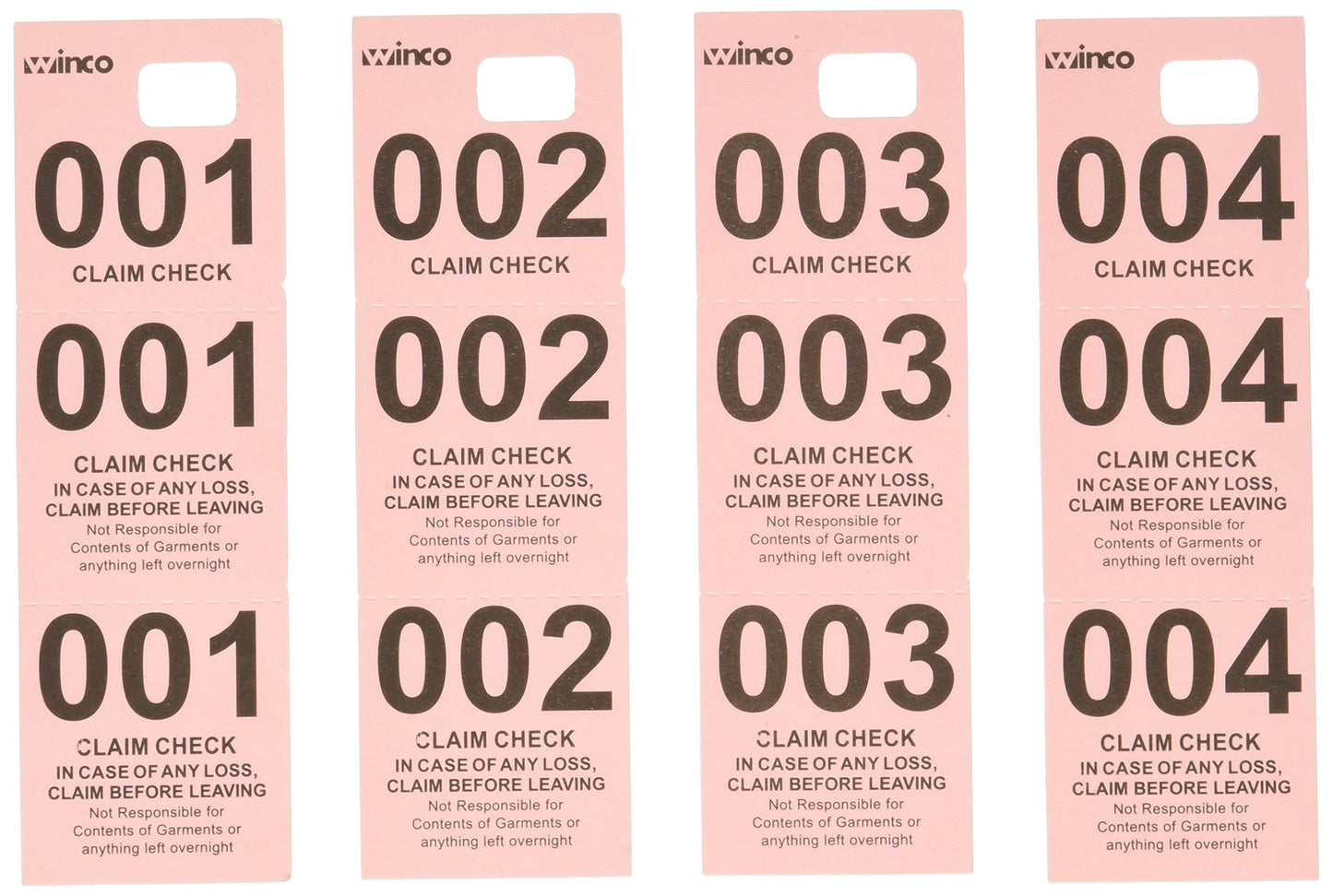 Winco Coat Checks, Pink, 500 Per Box, Medium