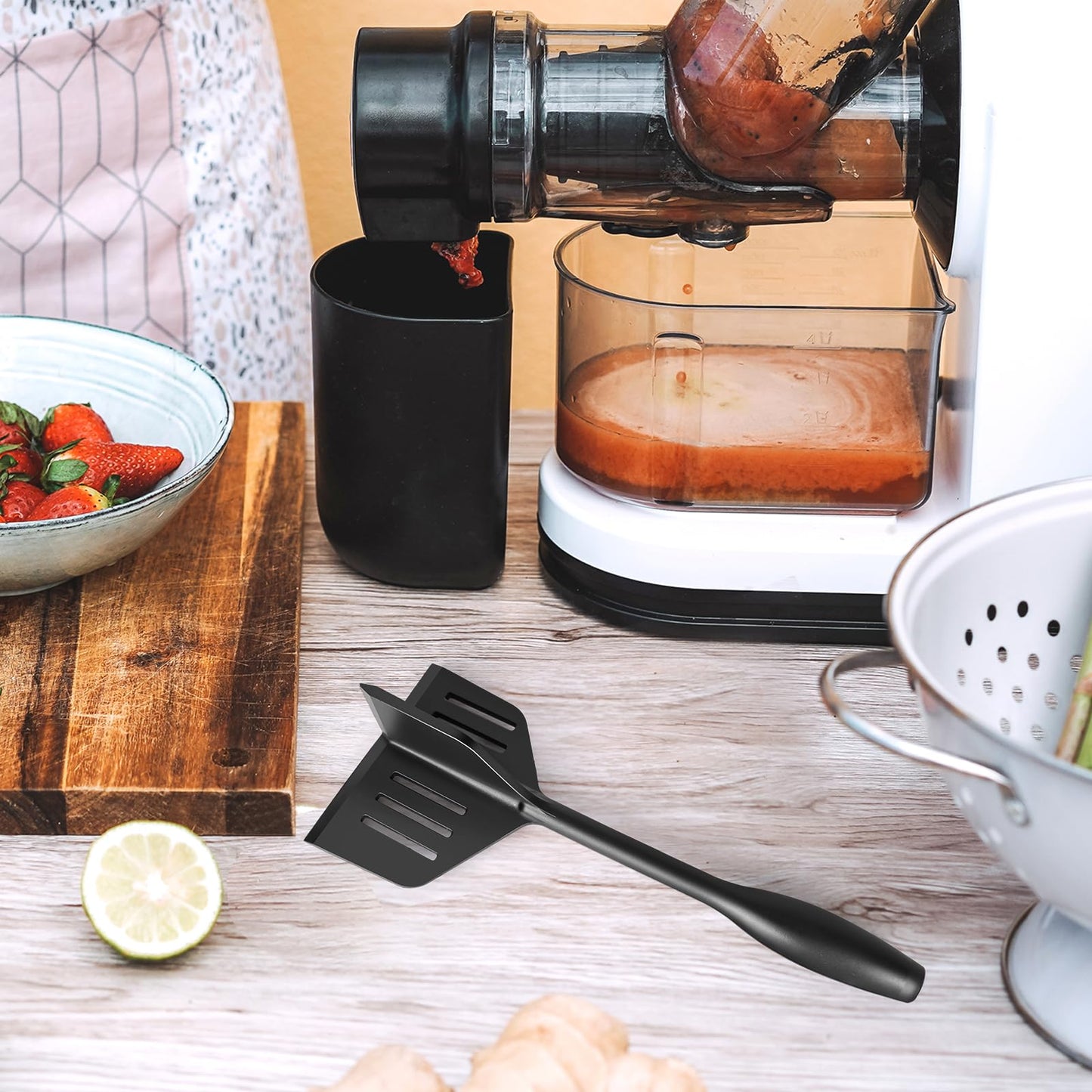 YHBARK Professional Heat Resistant Nylon Meat Cut, Spatula and Meat crusher Double Function, Potato Masher,Non-scratch Utensils,Good Grips Ground Meat Chopper,Black