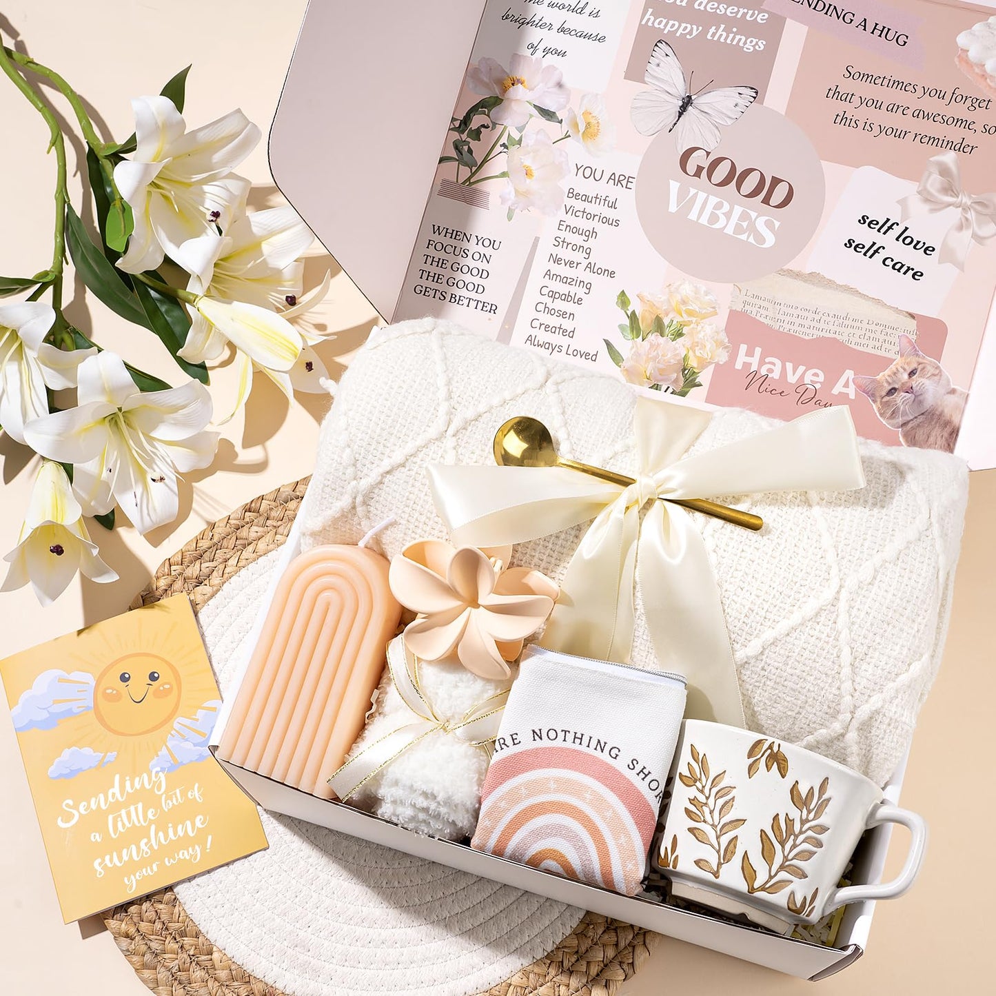 Birthday Gifts for Women, Unique Relaxing Spa Kit Gift Baskets for Women Self Care Gift Get Well Soon Christmas Gifts for Best Friends Sister Mom Her