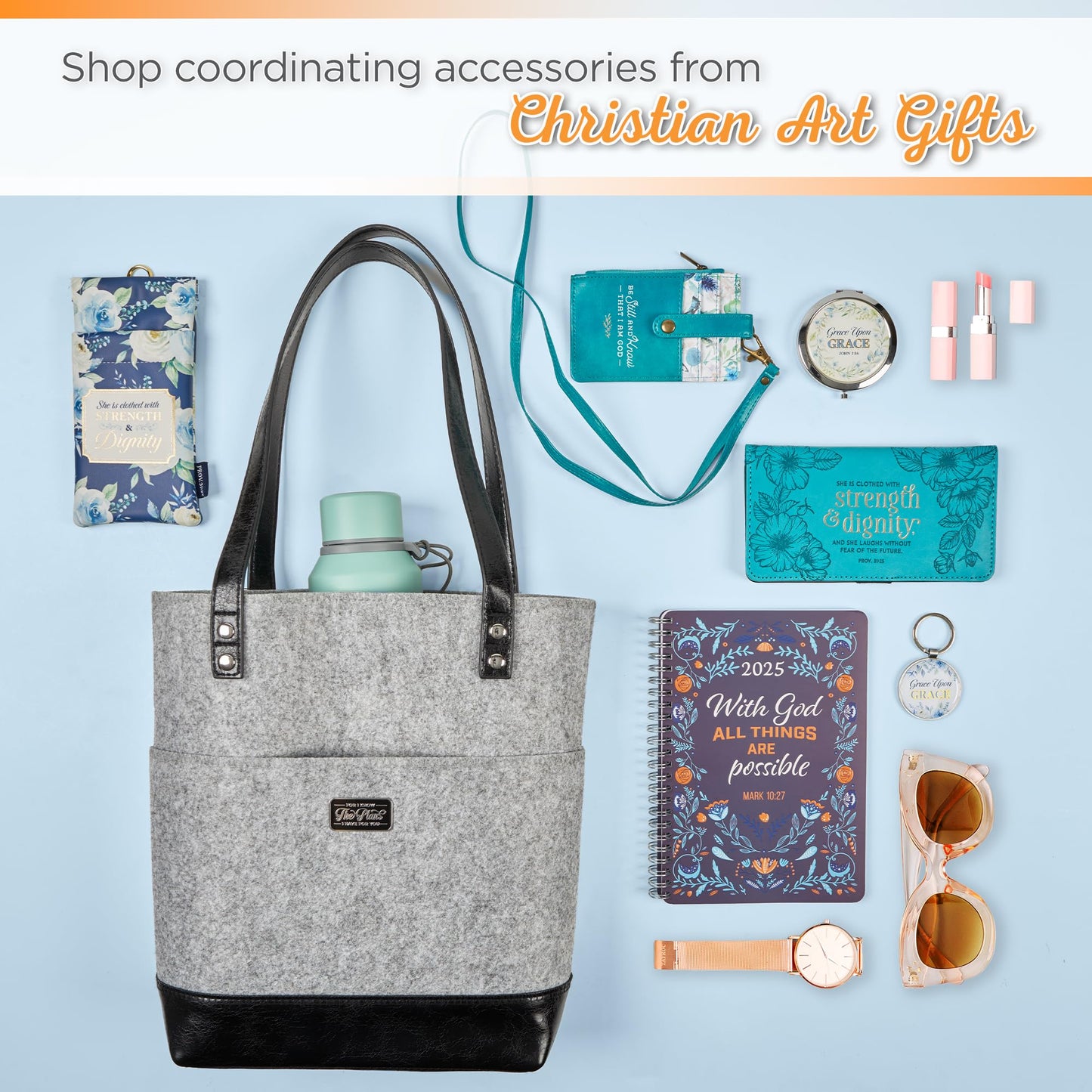 Christian Art Gifts Women's Slim Zipper ID Badge Card Holder: Be Still & Know - Psalm 46:10 Inspirational Bible Verse w/Detachable Neck Strap Lanyard, Coin Purse Pocket, Vegan Leather, Floral Teal