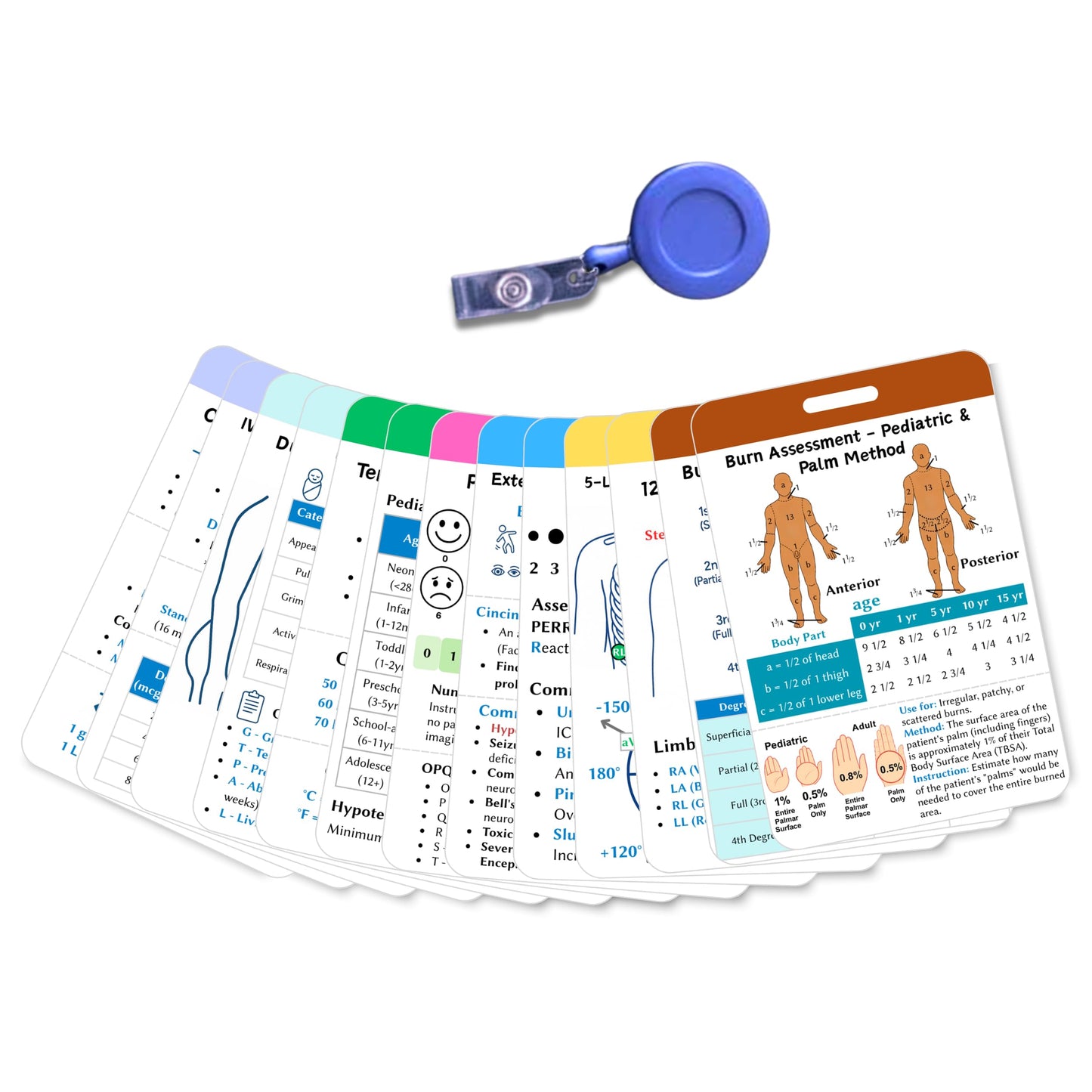 Complete EMT Badge Card Set of 13 Cards - Waterproof Pocket Guide with Vital Signs & EKG - Essential Gear, Accessories & Supplies for EMS, Paramedics, First Responders & Nursing Students