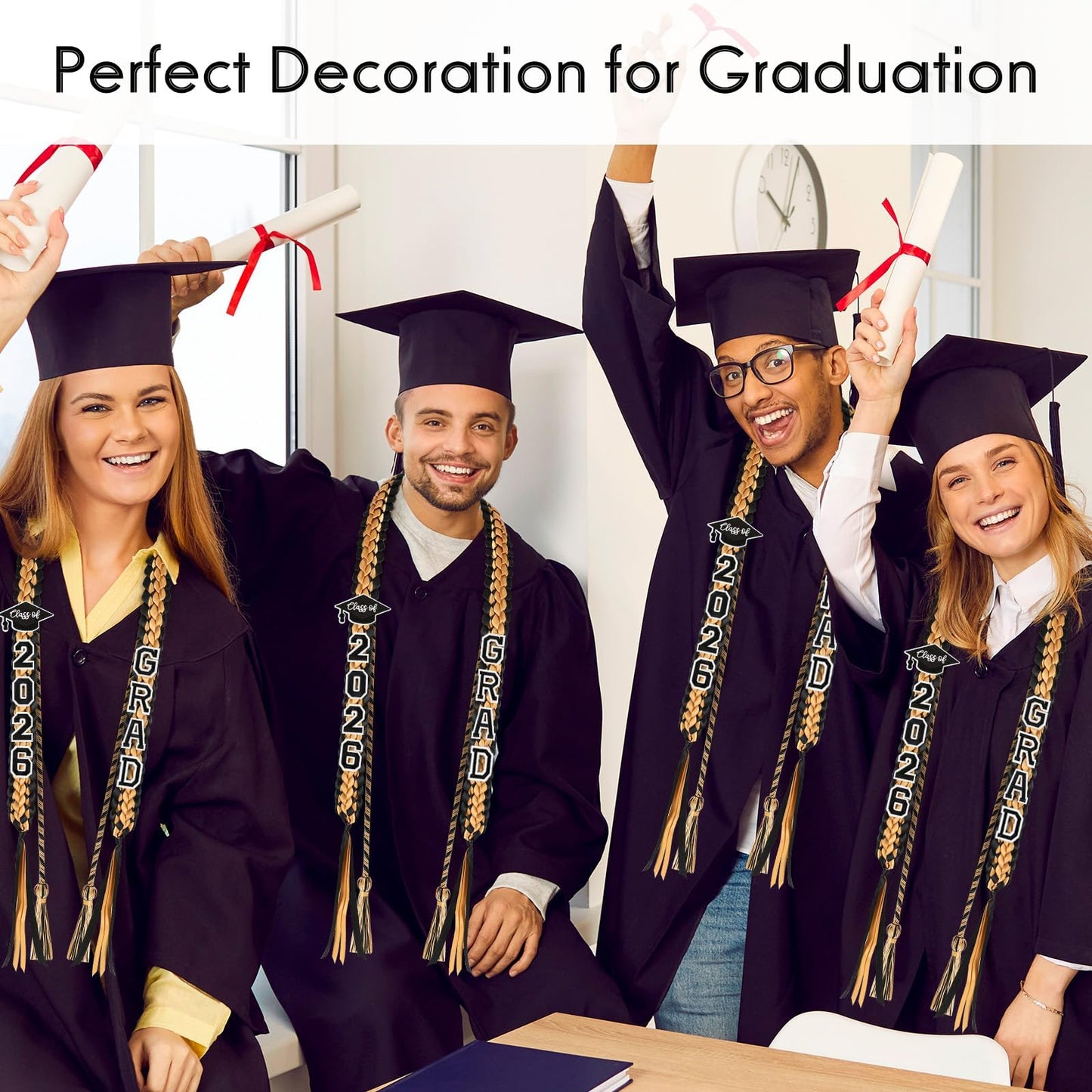 YLOLUL 16 Pcs Graduation Leis 2026 Graduation Candy Lei Kit with Honor Cord Class of 2026 Graduation Ribbon Money Lays Necklace Graduation Gift Party Accessories for Women Men