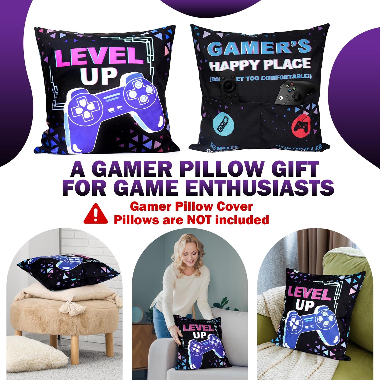 ANOTION Valentines Day Gamer Gifts for Him-5PCS Gaming Gift Set for Boyfriend Teen Boys Men - 20oz Insulated Tumbler, Beanie, Socks, Pillowcase, Card, Gaming Gifts Box for Teenage Boys