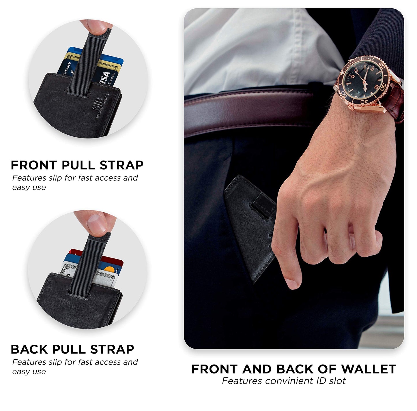 RFID Blocking Slim Money Clip Wallet – Leather Bifold Front Pocket Minimalist Mens Wallet with Money Clip for Men, Small Credit Card Holder Wallet - Travel Wallet with Gift Box