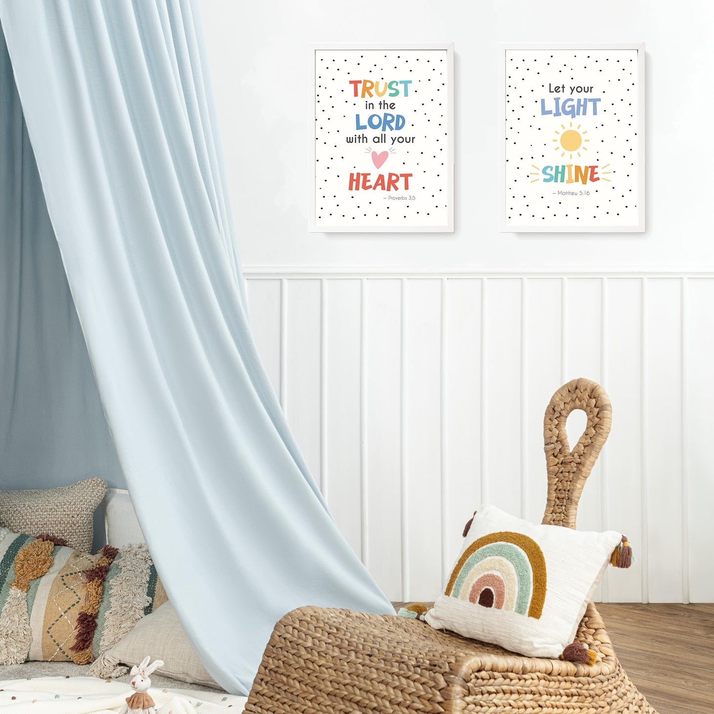 LARTSFRO Bible Christian Wall Art Decor Posters Prints, Inspirational Bible Verses Room Bathroom Bedroom Playroom Dorm Wall Art Decor Aesthetic for Nursery Baby Kids Teen Girls Gifts, Christian Classroom Wall Decor, 12x16 Inch Set of 4 Pcs Pictures (UNFRA