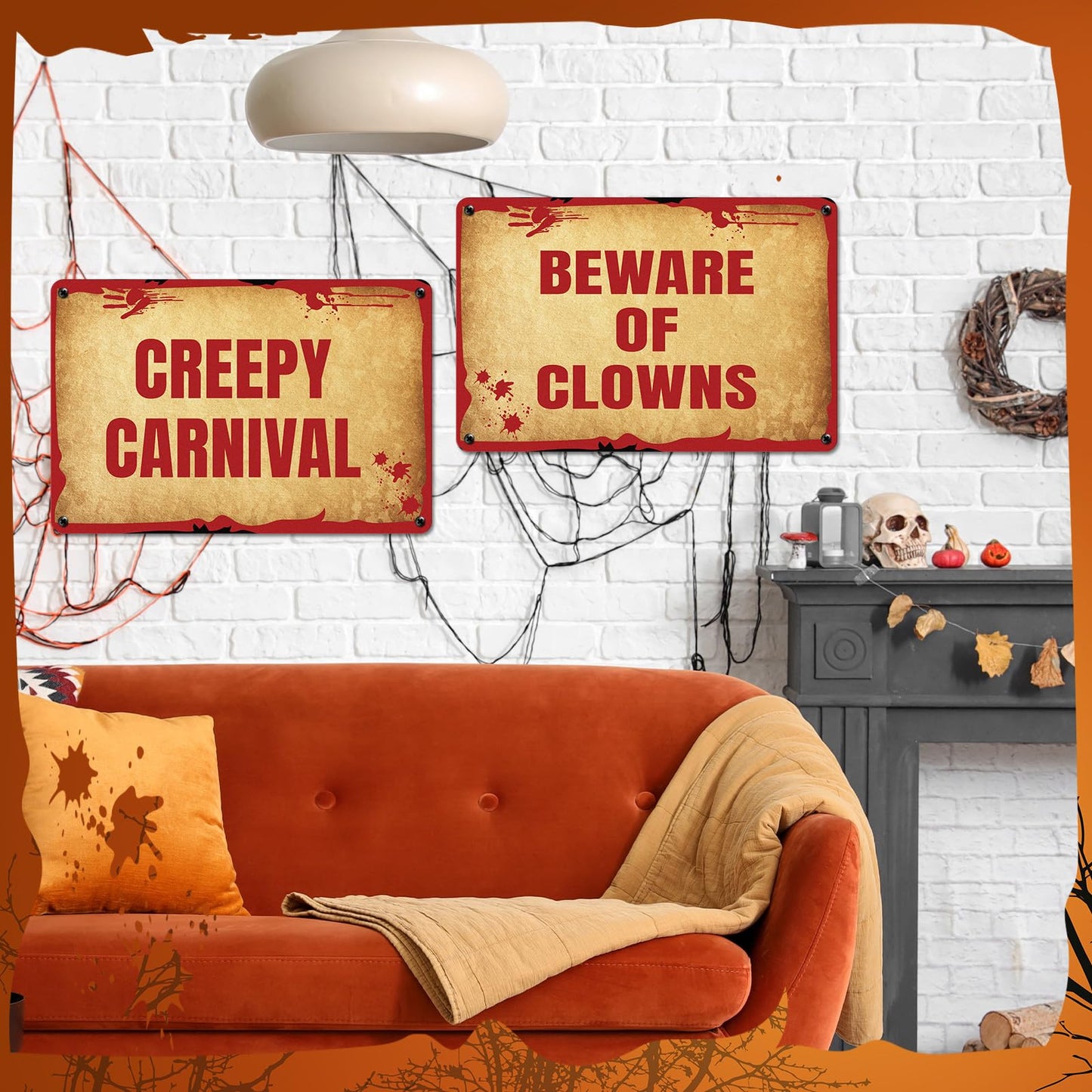 MorningRo 2 Pcs Halloween Clown Metal Signs Beware of Clowns and Creepy Carnival Metal Tin Signs Halloween Evil Circus Porch Sign for Carnival Party Clown Holiday Outdoor Indoor Decoration