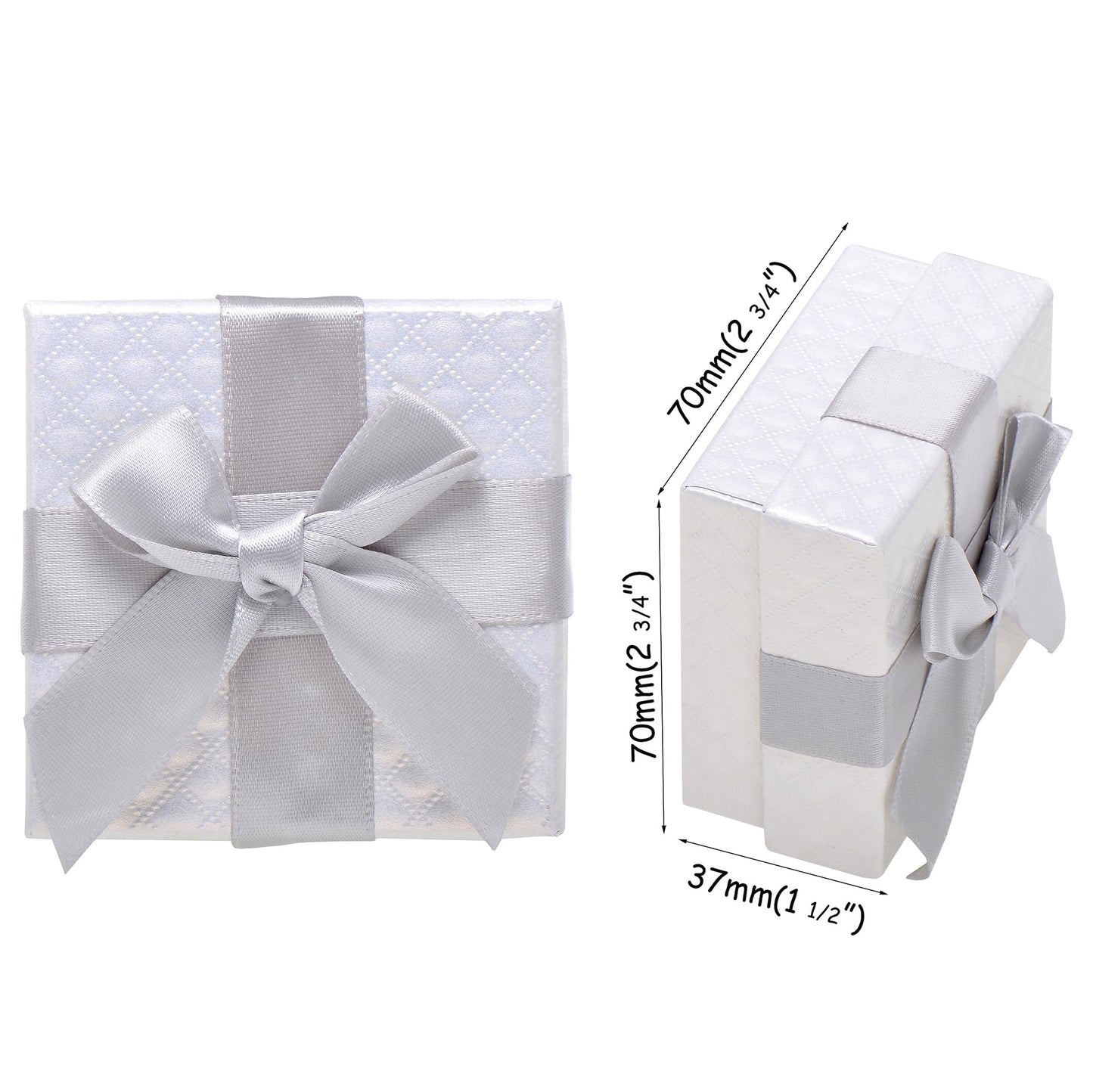 Pearl Miner 2.8 x 2.8 x 1.4 Inches Jewelry Gift Boxes with White Ribbon Bow, 6 Pack