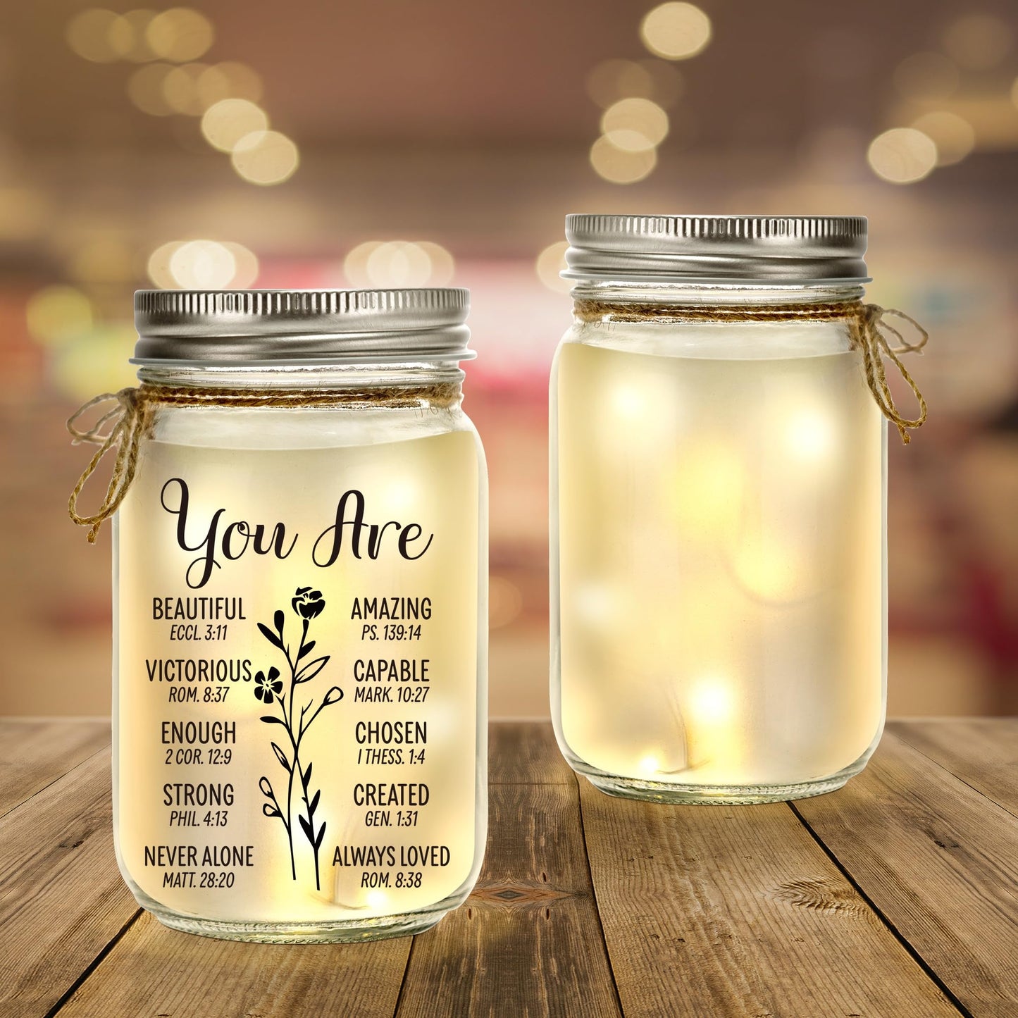 Kenon Mason Jar Night Light Gift for Friend, Birthday Day Gifts for Women, Home Decoration Lights, Personalized Night Light Birthday Mothers Day Christmas Gifts for Her Mom Grandma Sister